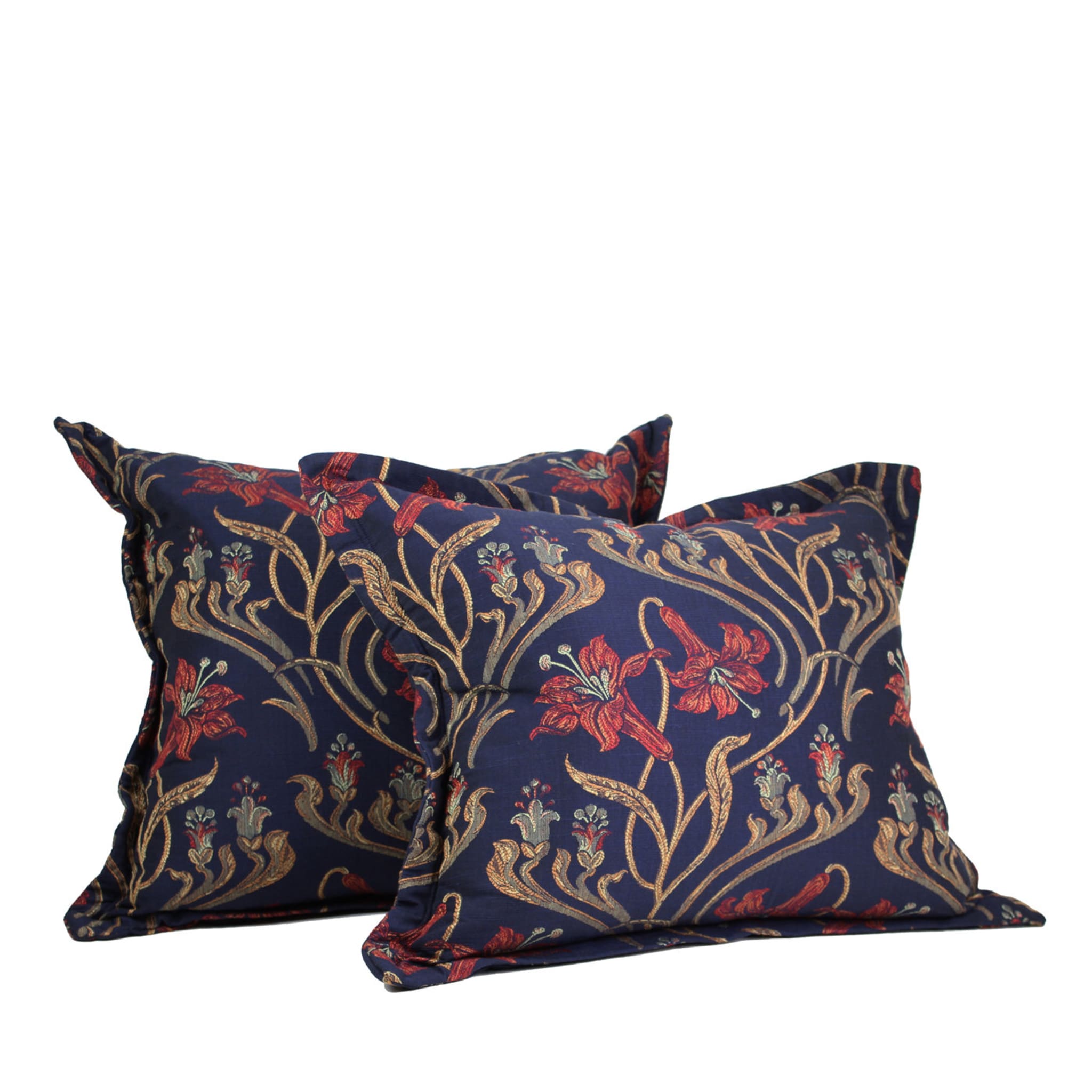 Set of 2 Red Lilies Throw Cushions  - Main view