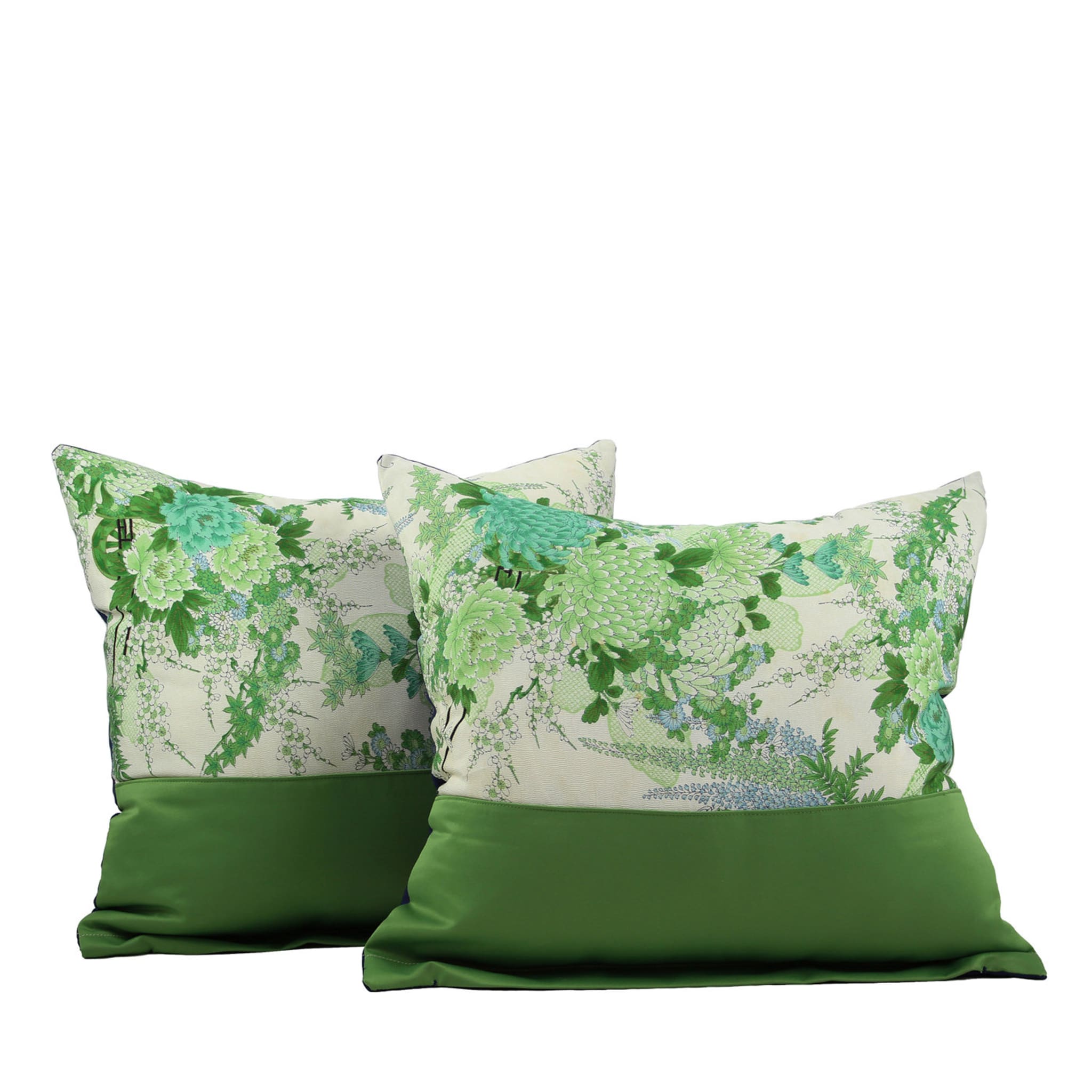 Set of 2 Spring Garden Green Throw Cushions  - Main view