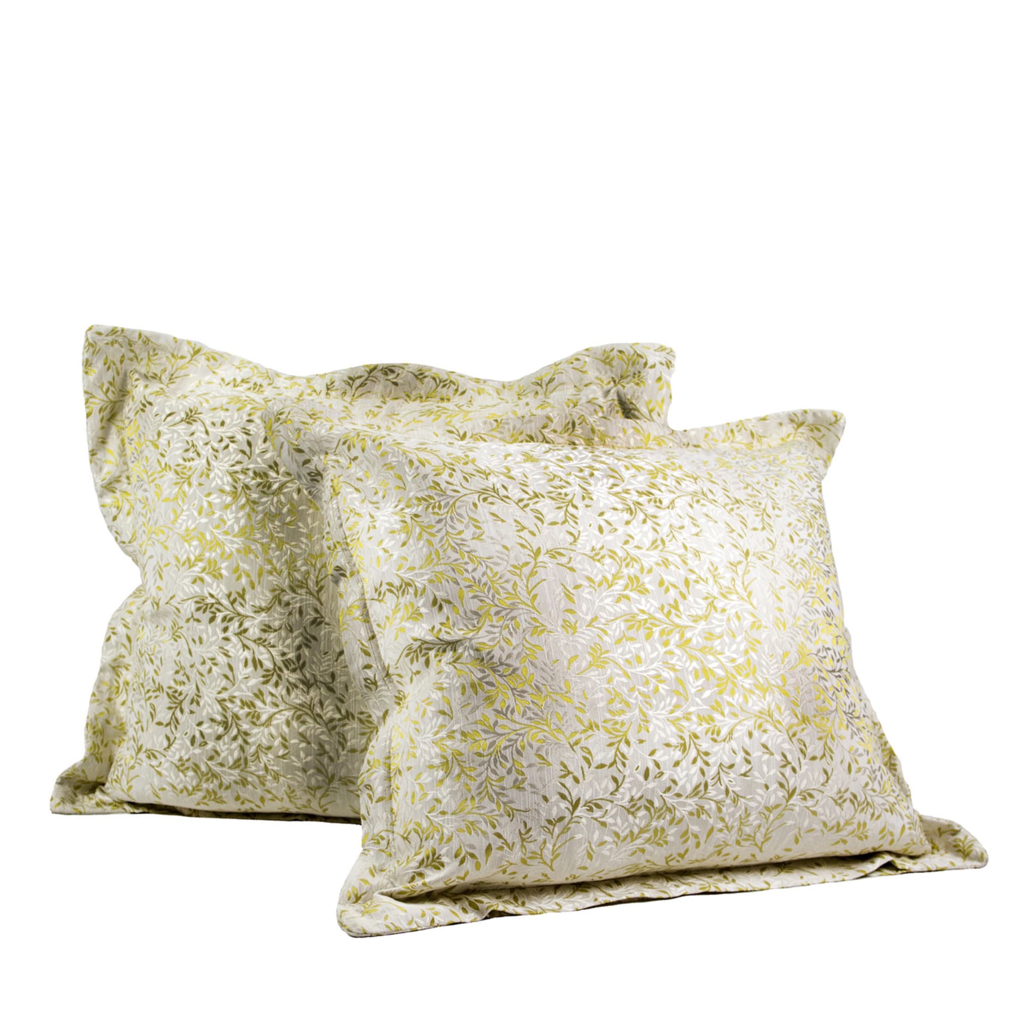 Set of 2 White and Gold Throw Cushions  - Main view