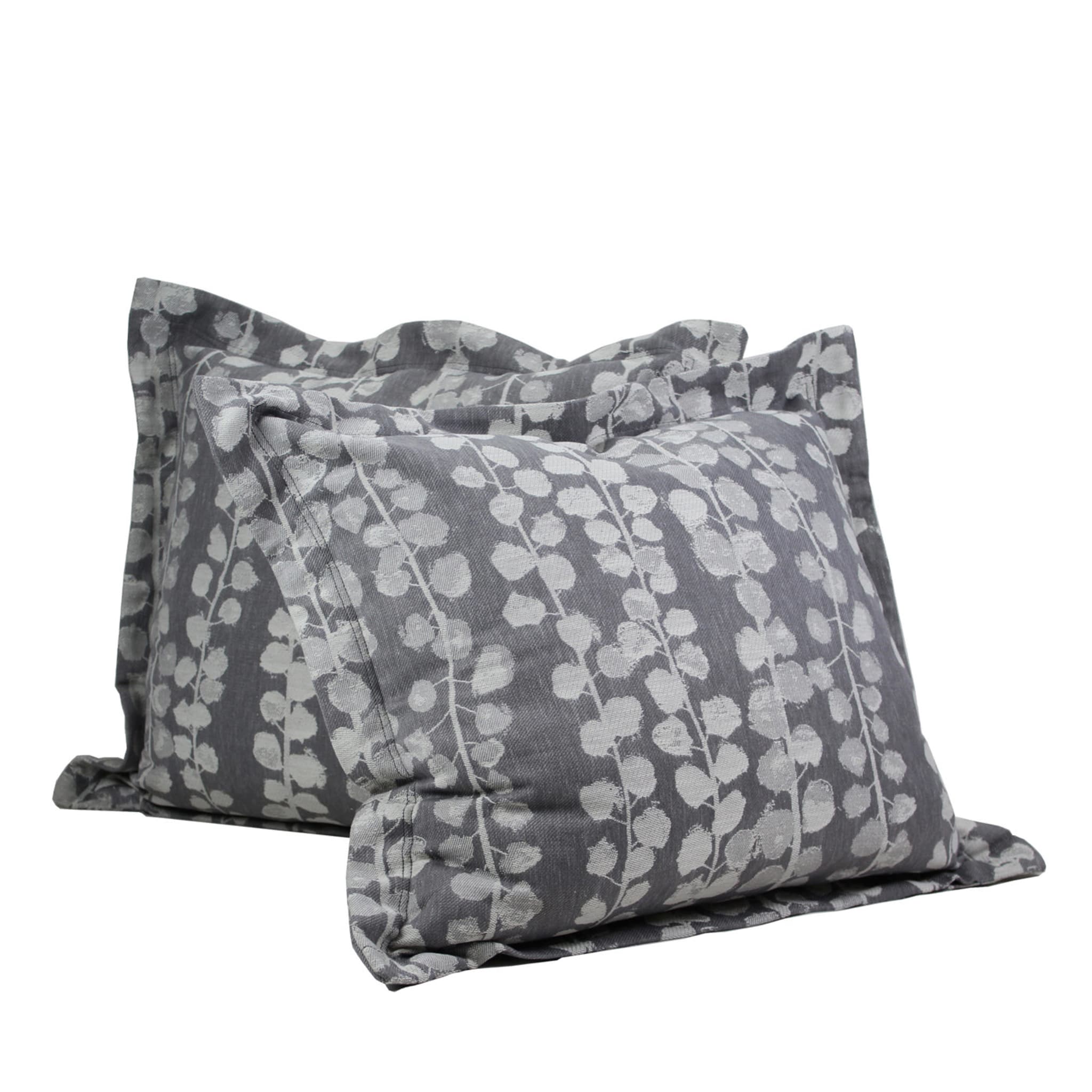 Set of 2 Over-sized Gray Throw Cushions  - Main view