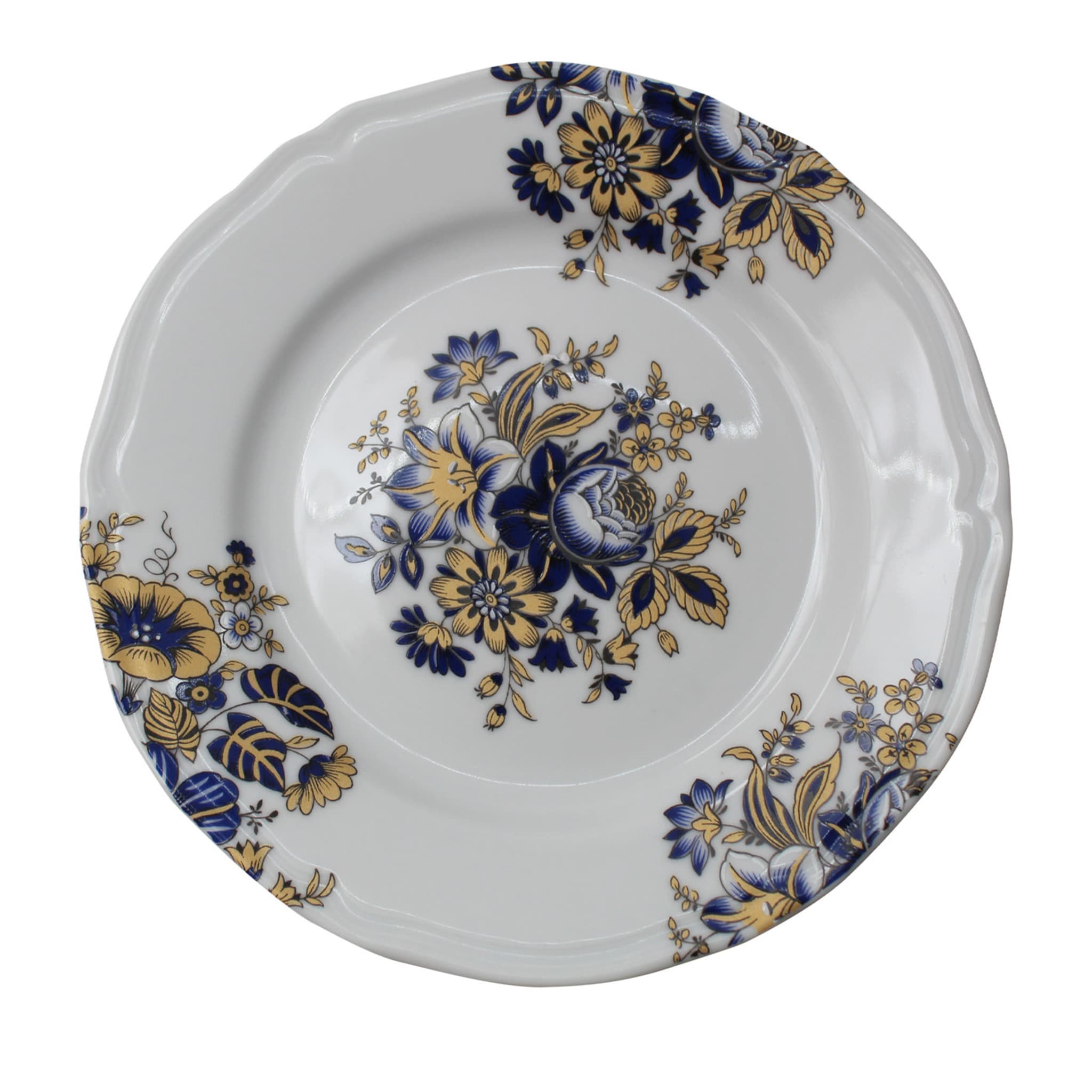 Set of 4 Rose Blue & Gold Side Plates 16.5 cm - Main view