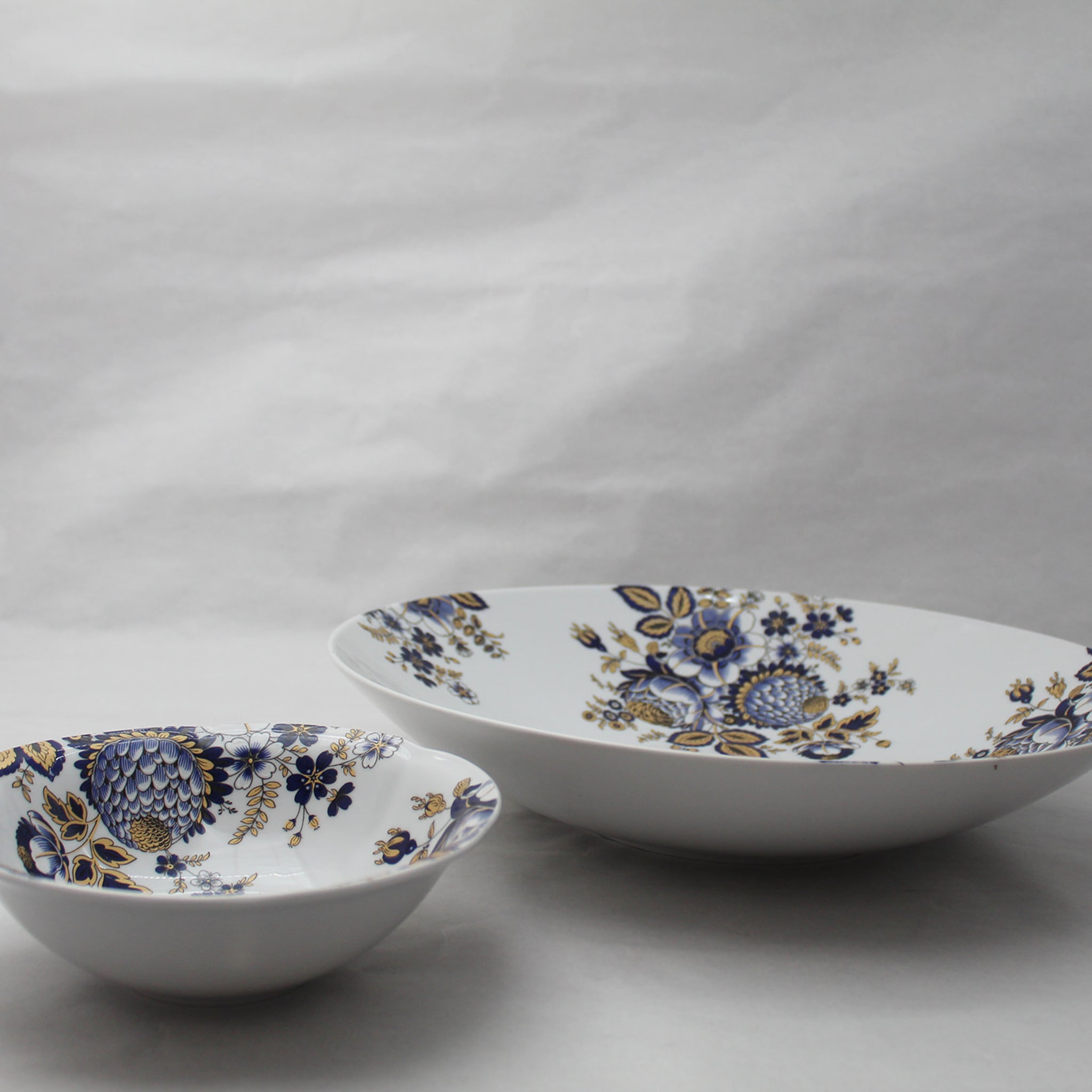 Set of 3 Rose Blue & Gold Bowls 17 cm - Alternative view 1