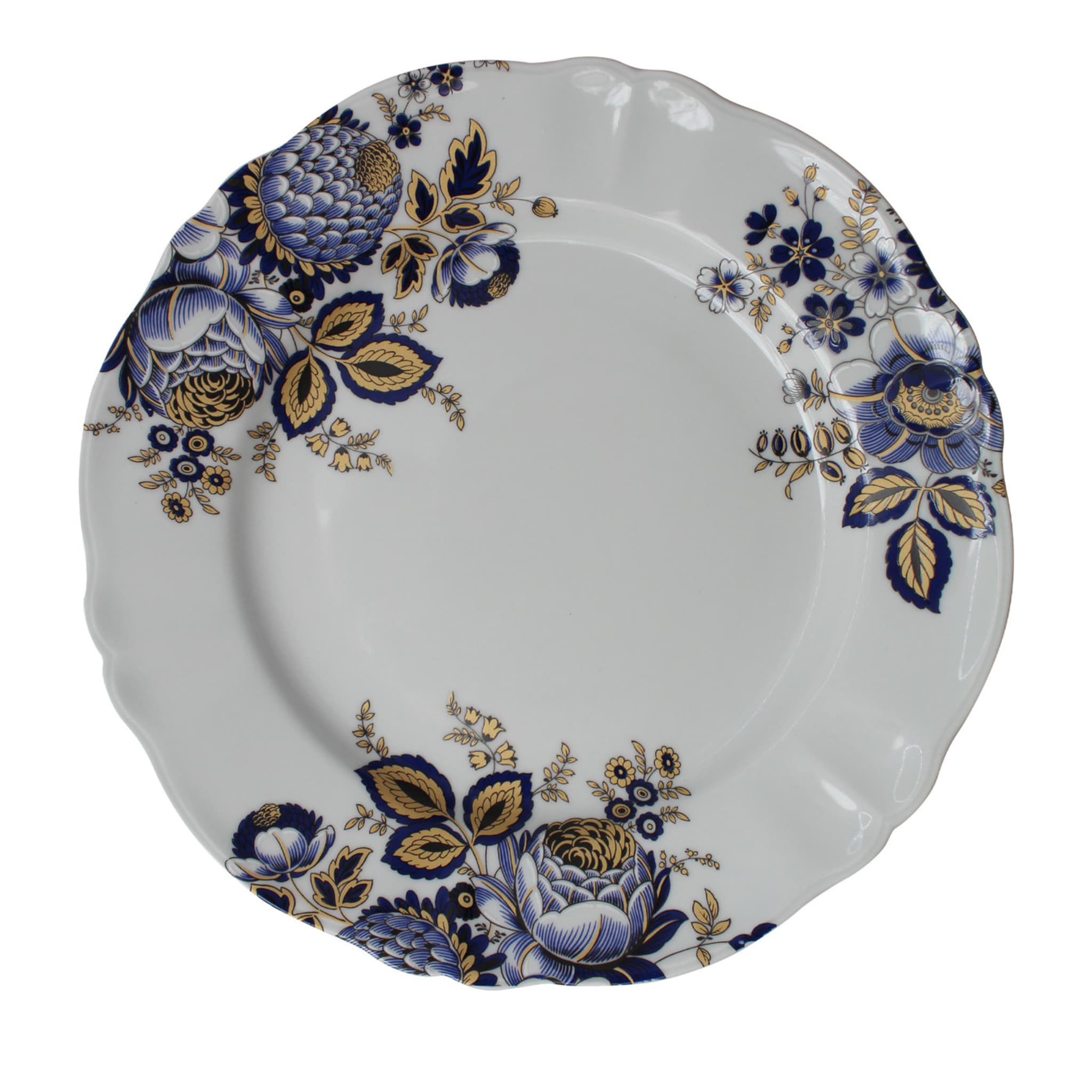 Set of 4 Rose Gold & Blue Dinner Plates 26.5 cm - Main view