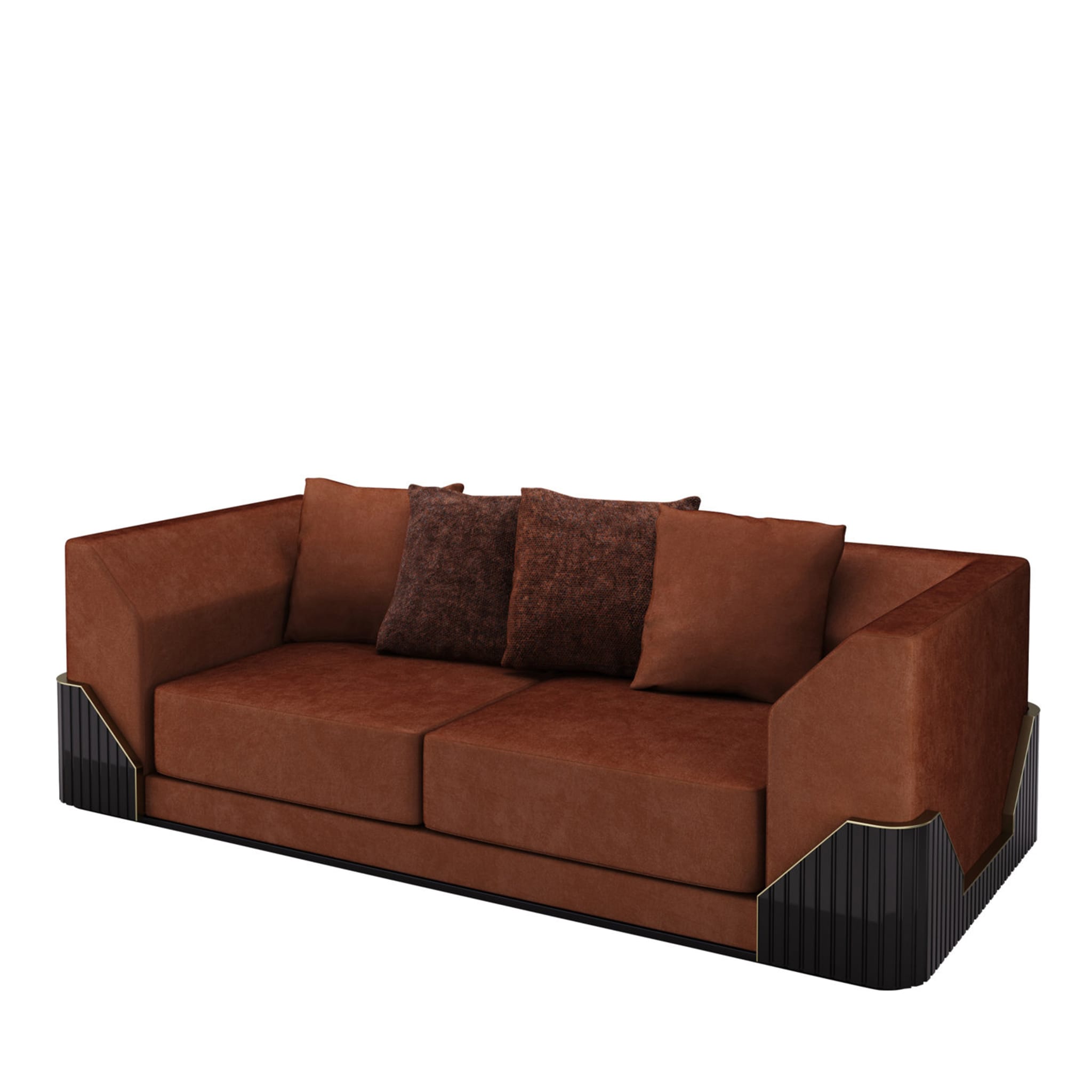 Douglas Velvet Rust-Colored Sofa - Main view