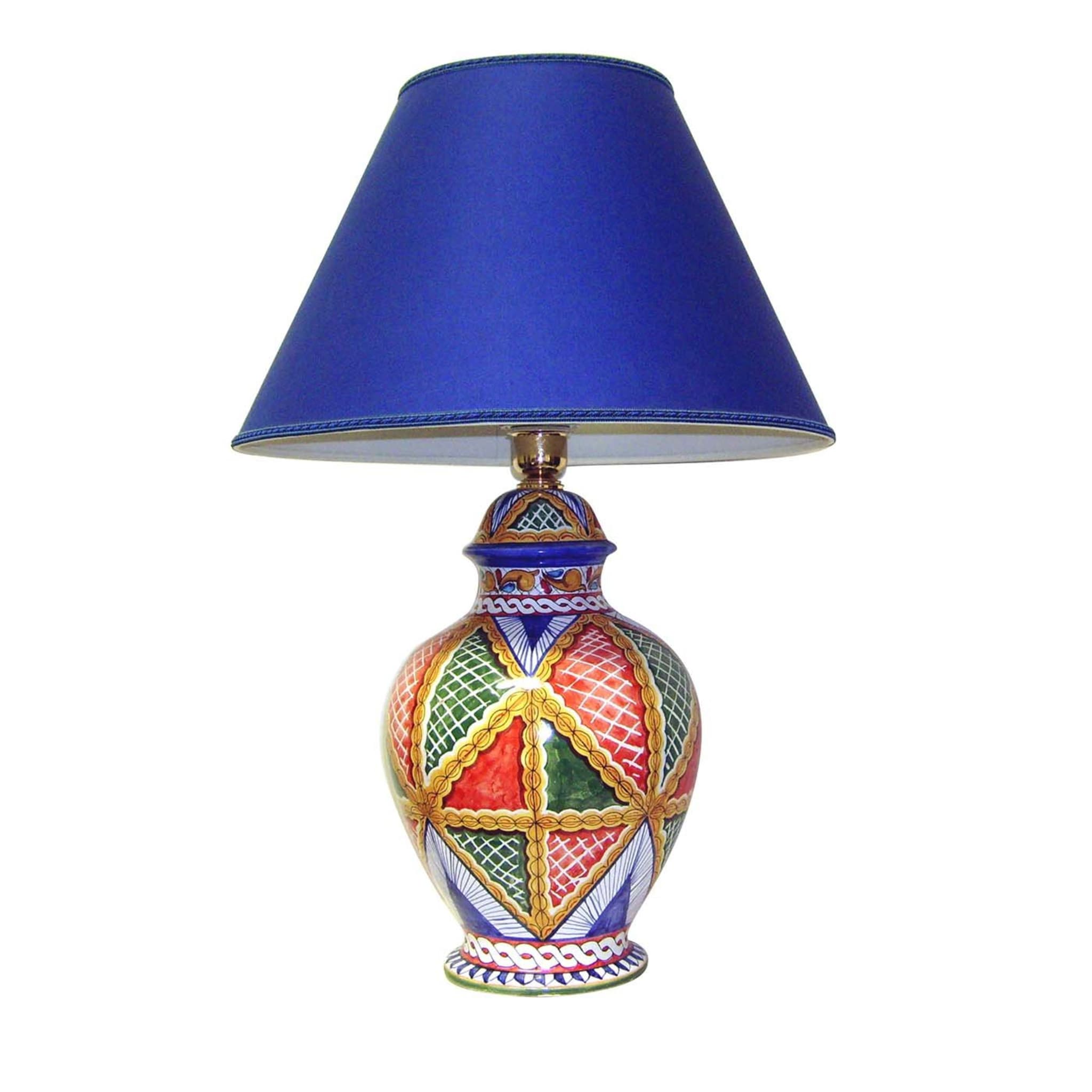 Sicilian Cart Lamp with Blue Lampshade in Tipico Style - Main view