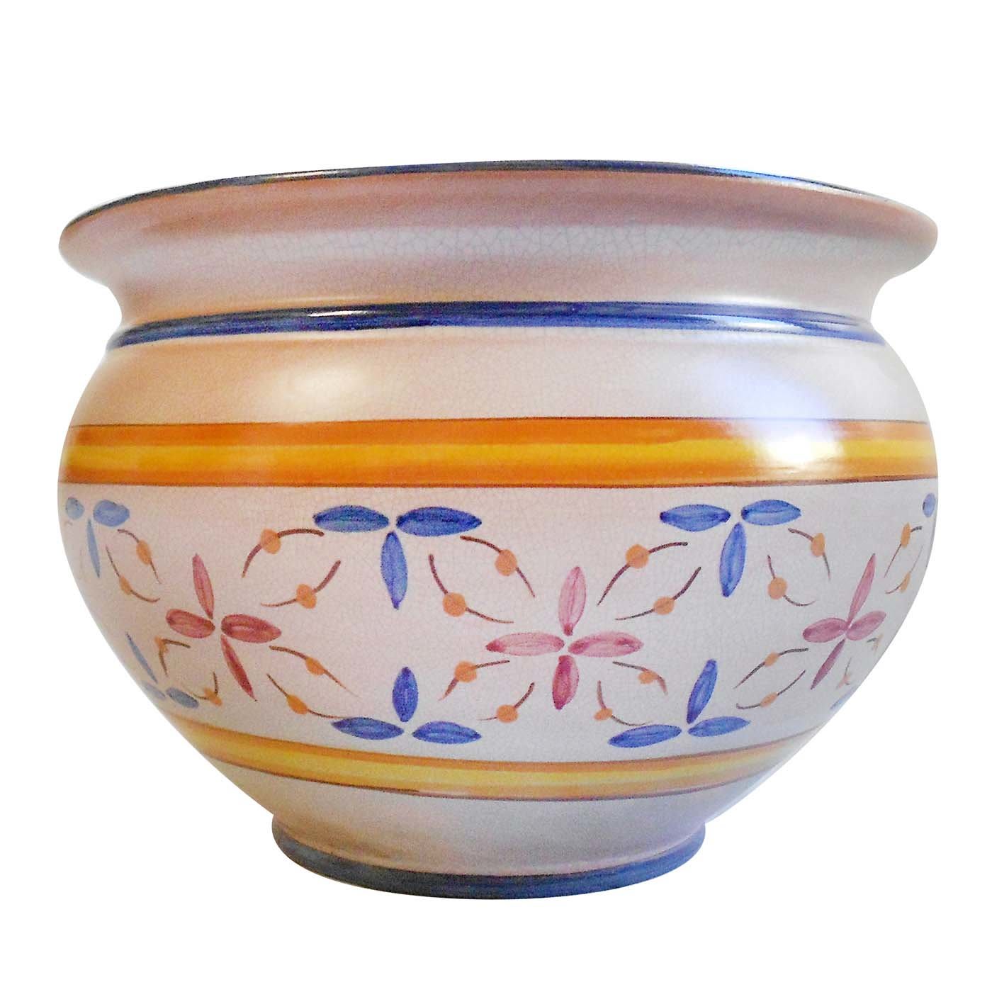 Flowerpot Dish Two-Tone Blue/Florentine Red - Ceramiche Maior