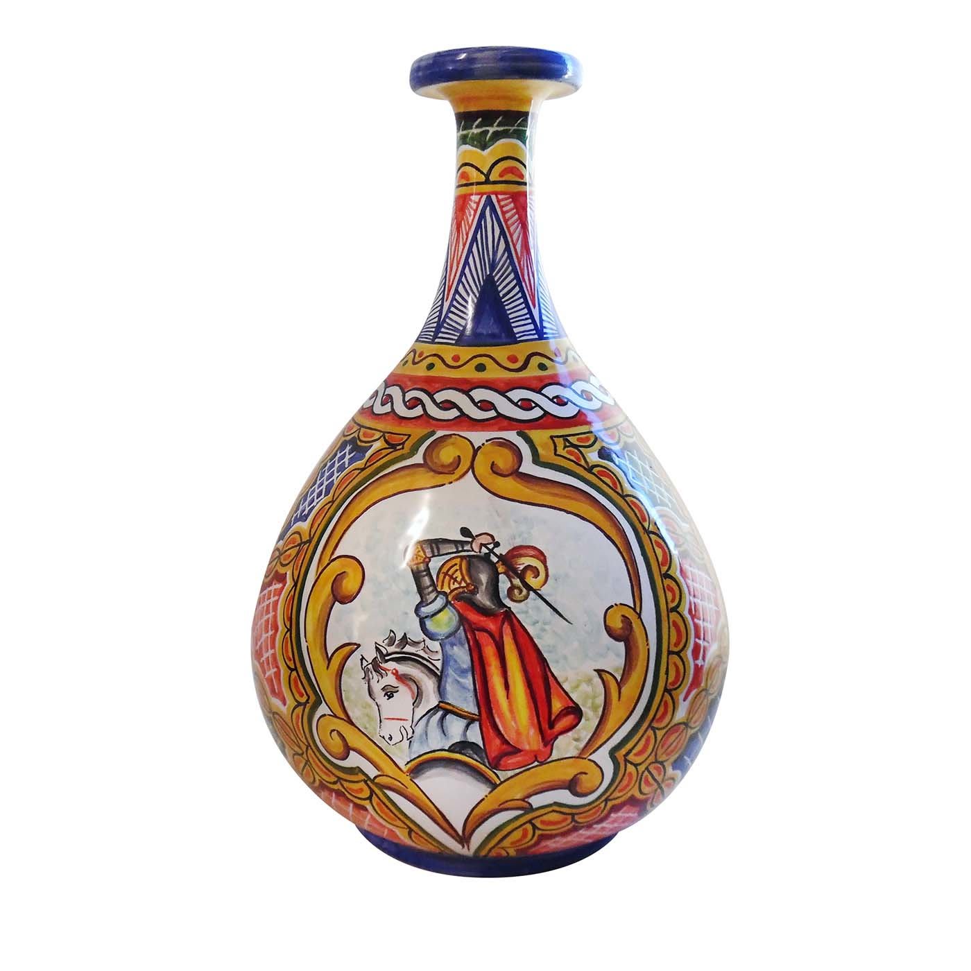 Sicilian Cart Teardrop Bottle/Vase with Tipico Decoration - Ceramiche Maior