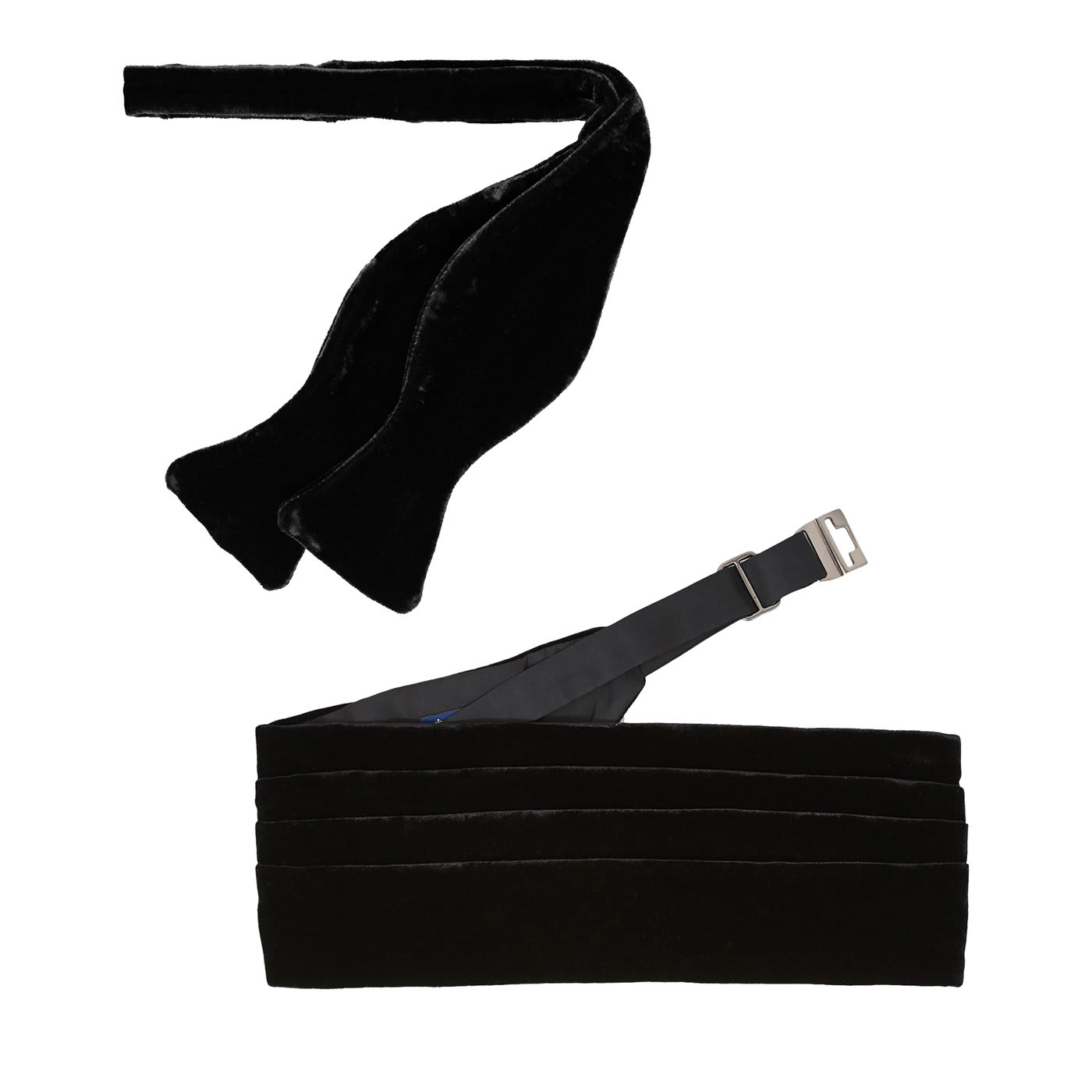 Black Velvet Self-Tie Bow-tie and Cummerbund Set - Serà Fine Silk