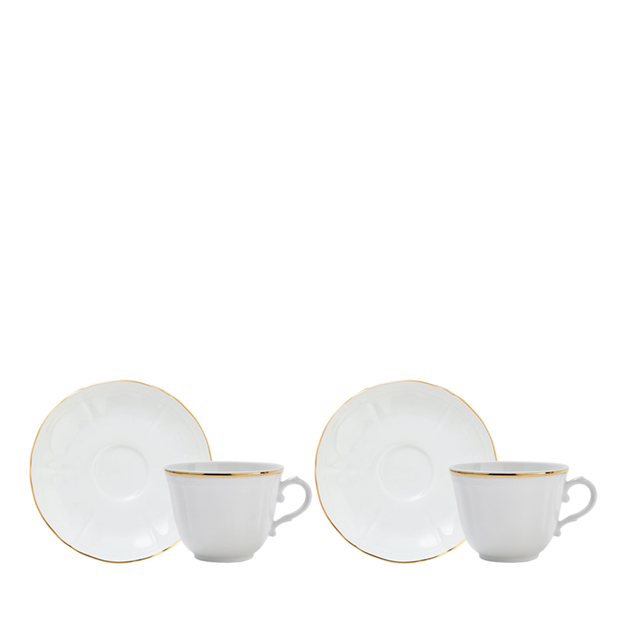 Corona Set of 2 Gold Coffee Cups with Saucers - Main view