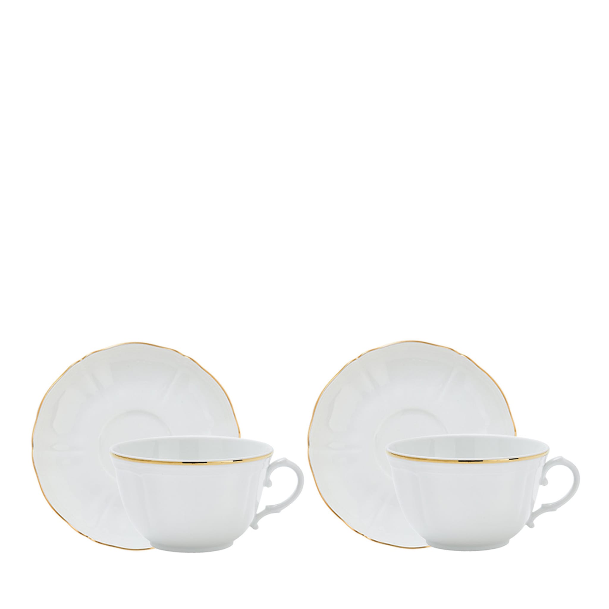 Corona Set of 2 Gold Tea Cups with Saucers - Main view