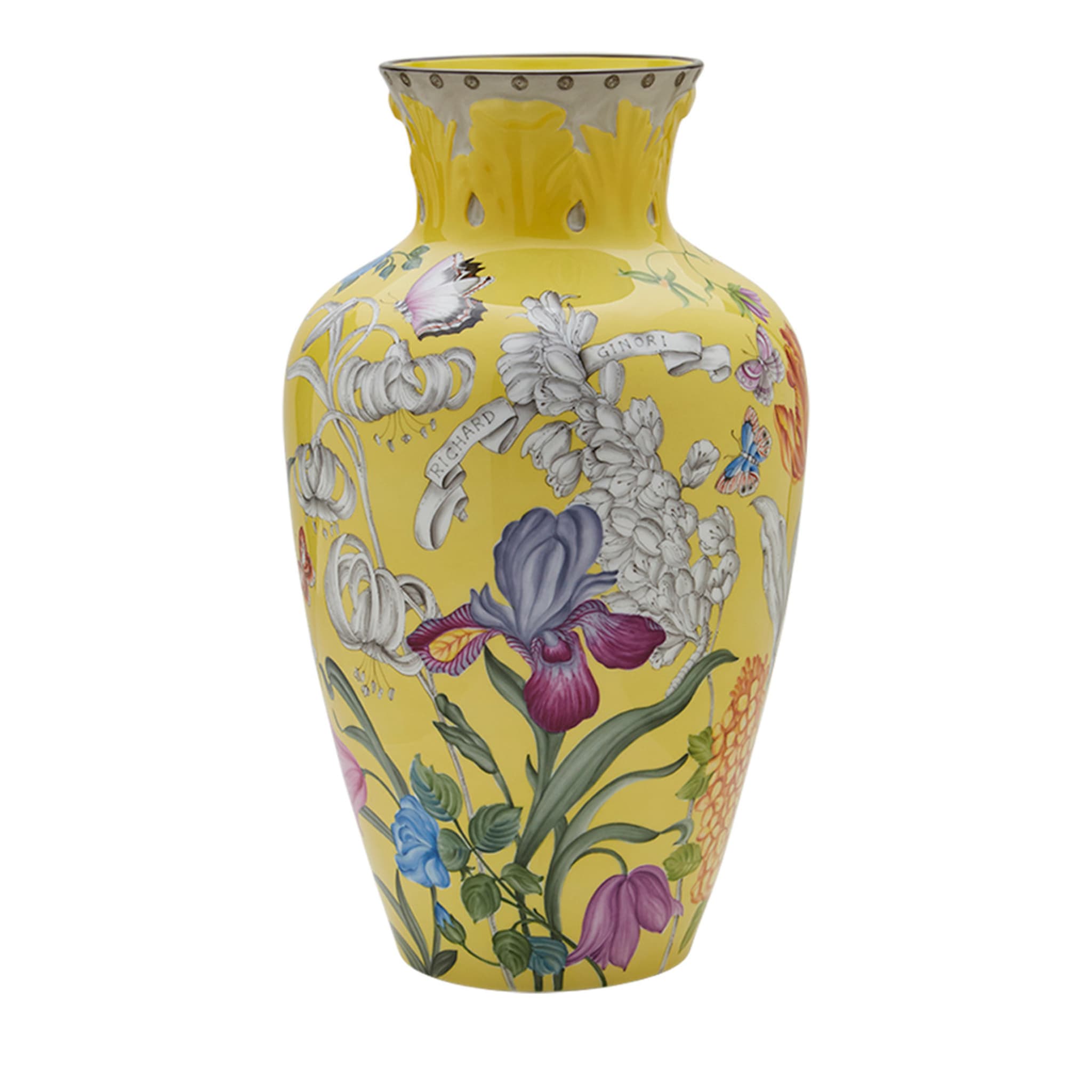 Iris Garden Tall Yellow Vase - Main view