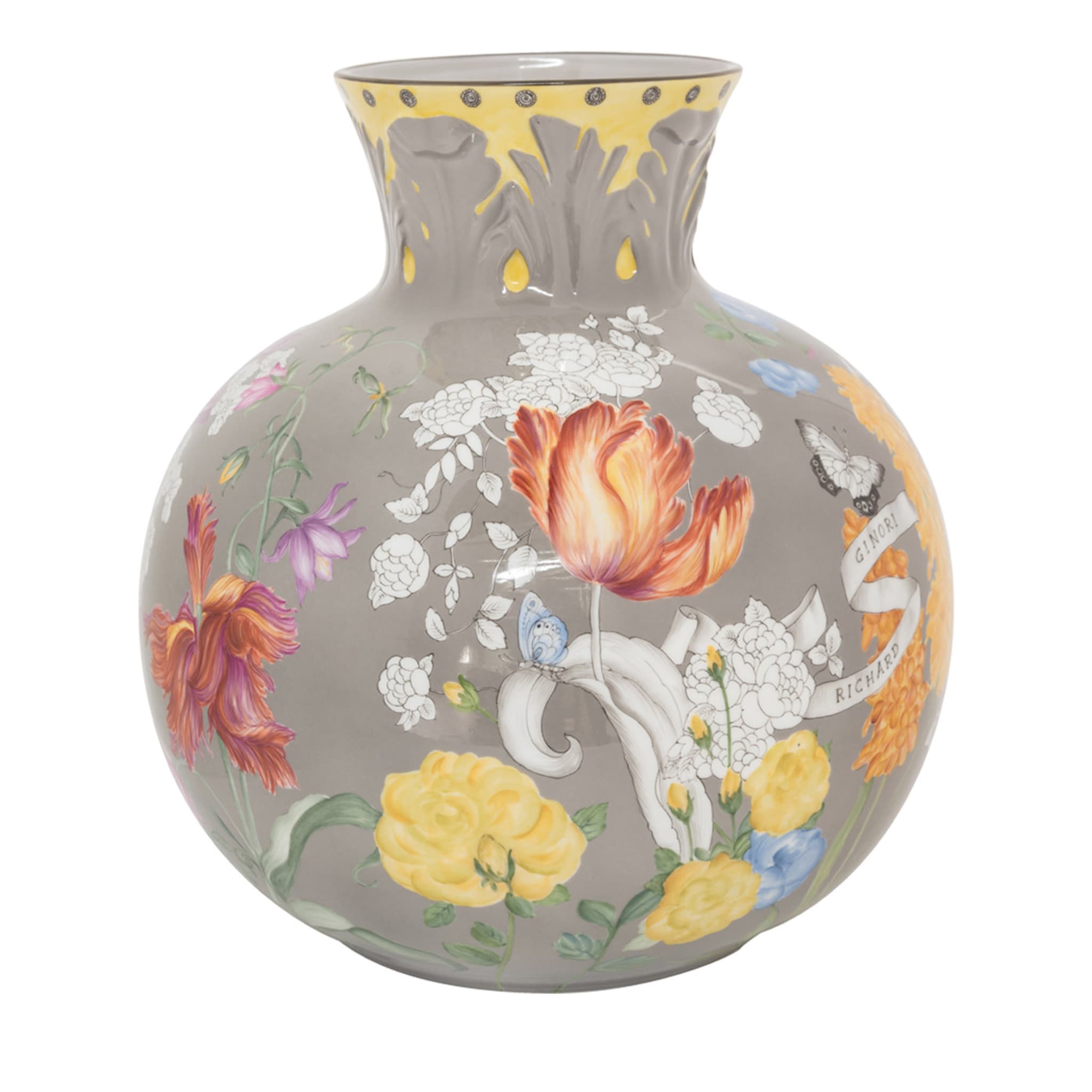Iris Garden Spherical Gray Vase - Main view