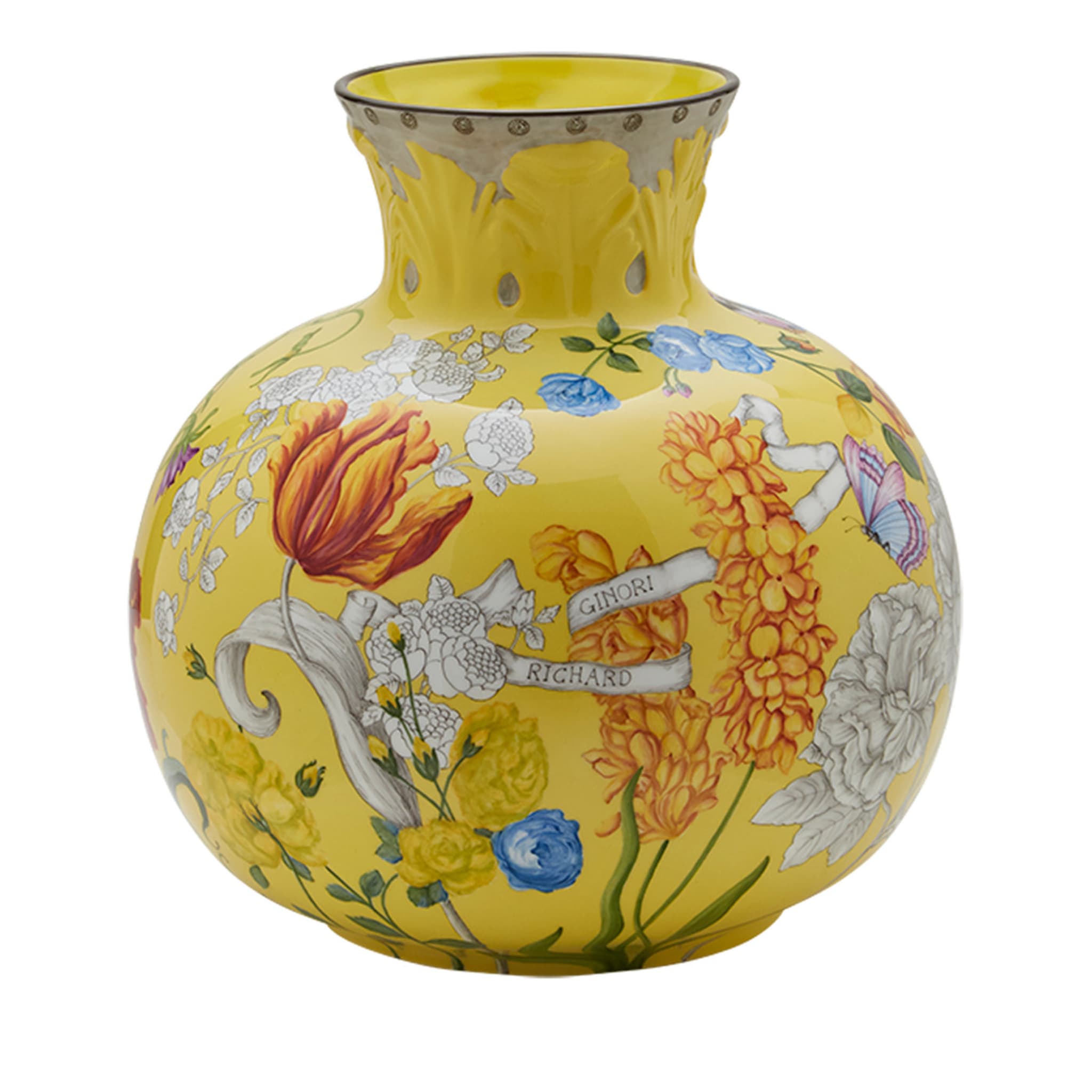 Iris Garden Spherical Yellow Vase - Main view