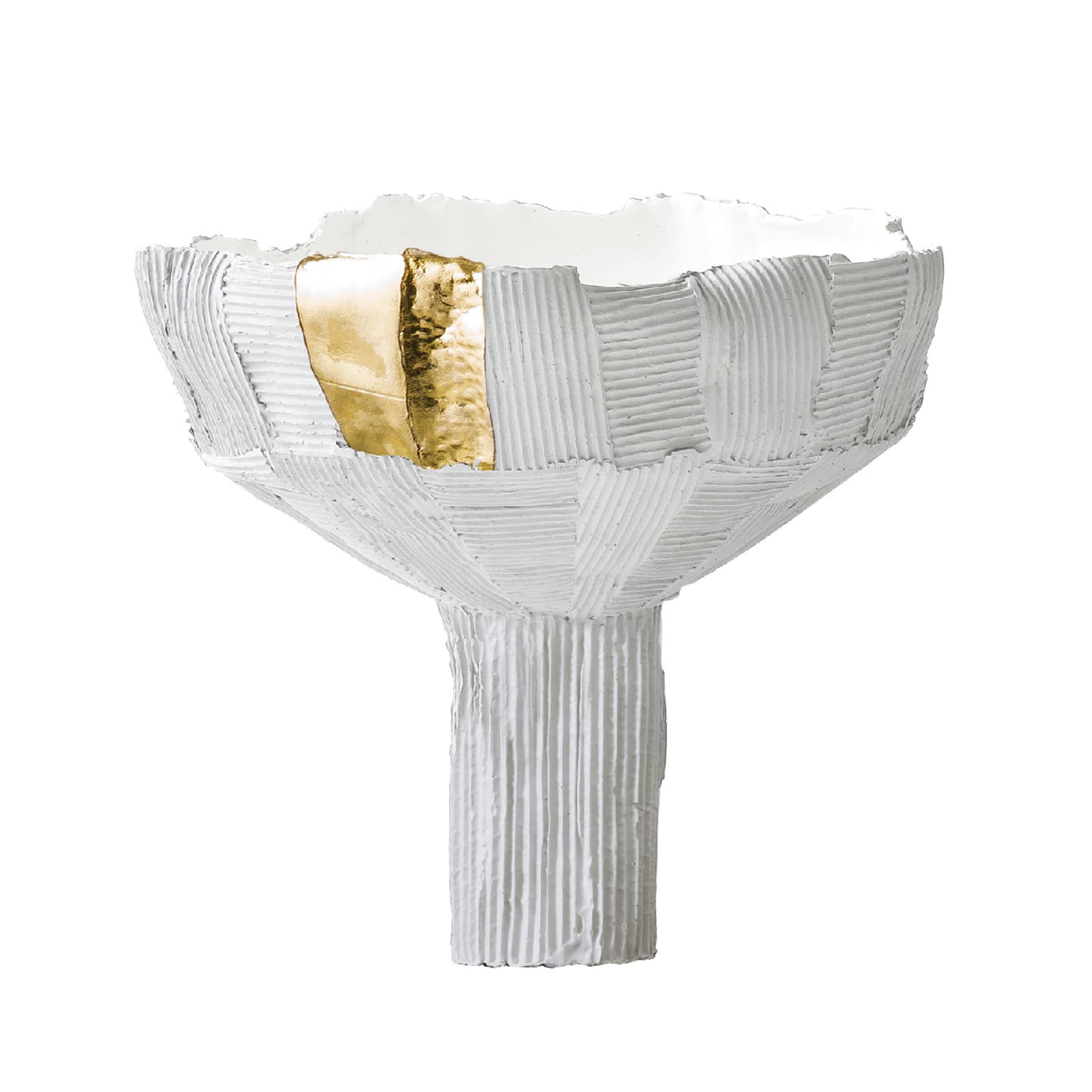 Anemone White and Gold Small Footed Bowl - Main view