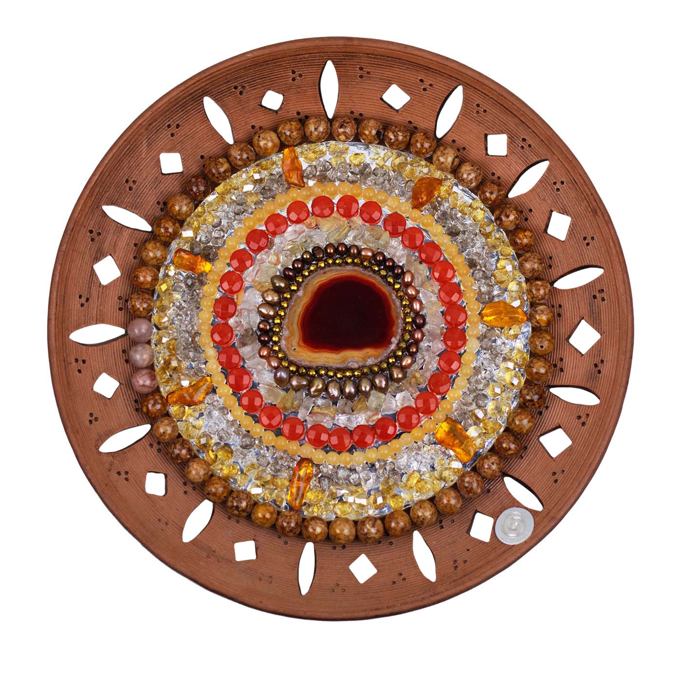 Sole Galattico Mandala Decorative Plate - Spirale Dorata