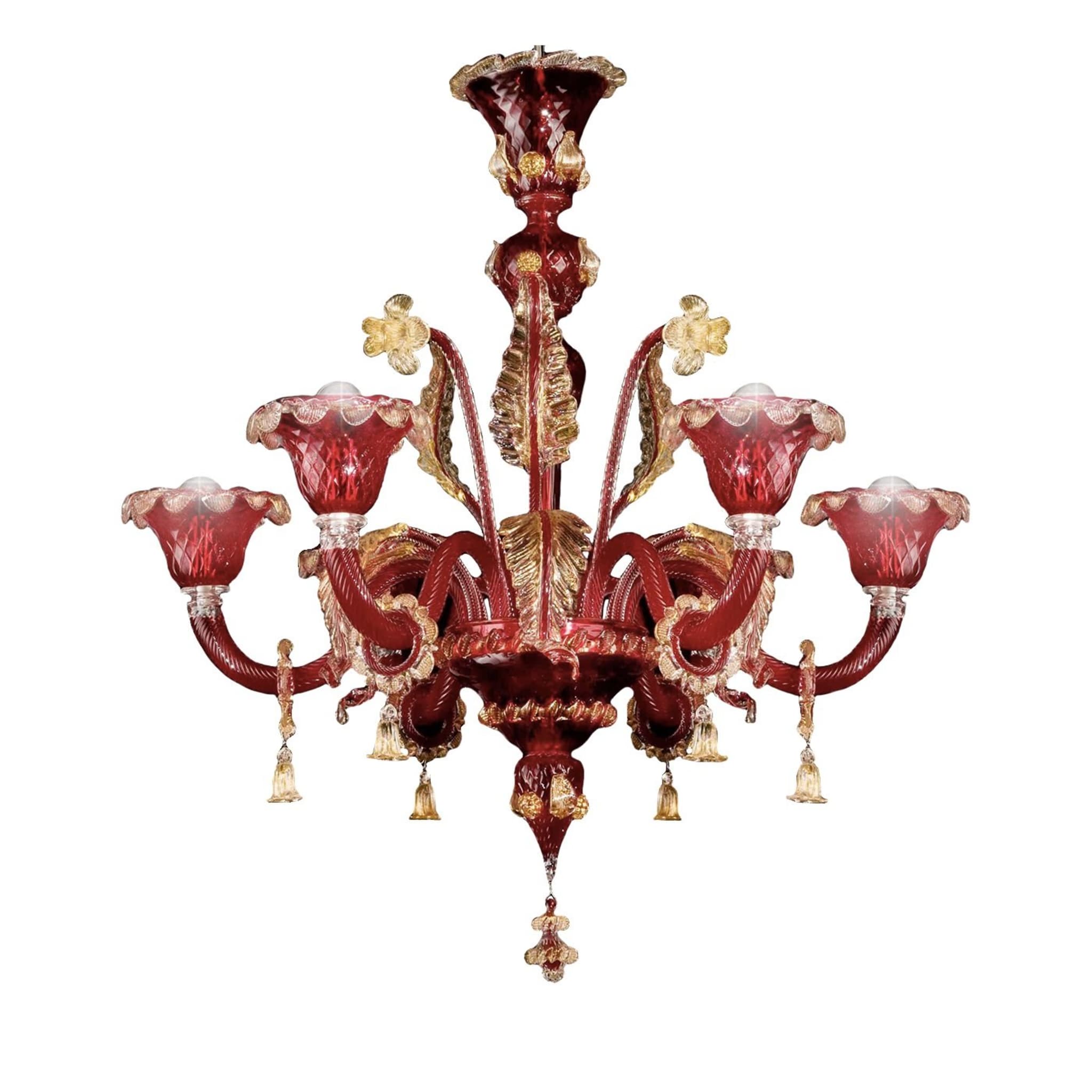 Orsetti Red Glass Chandelier - Main view