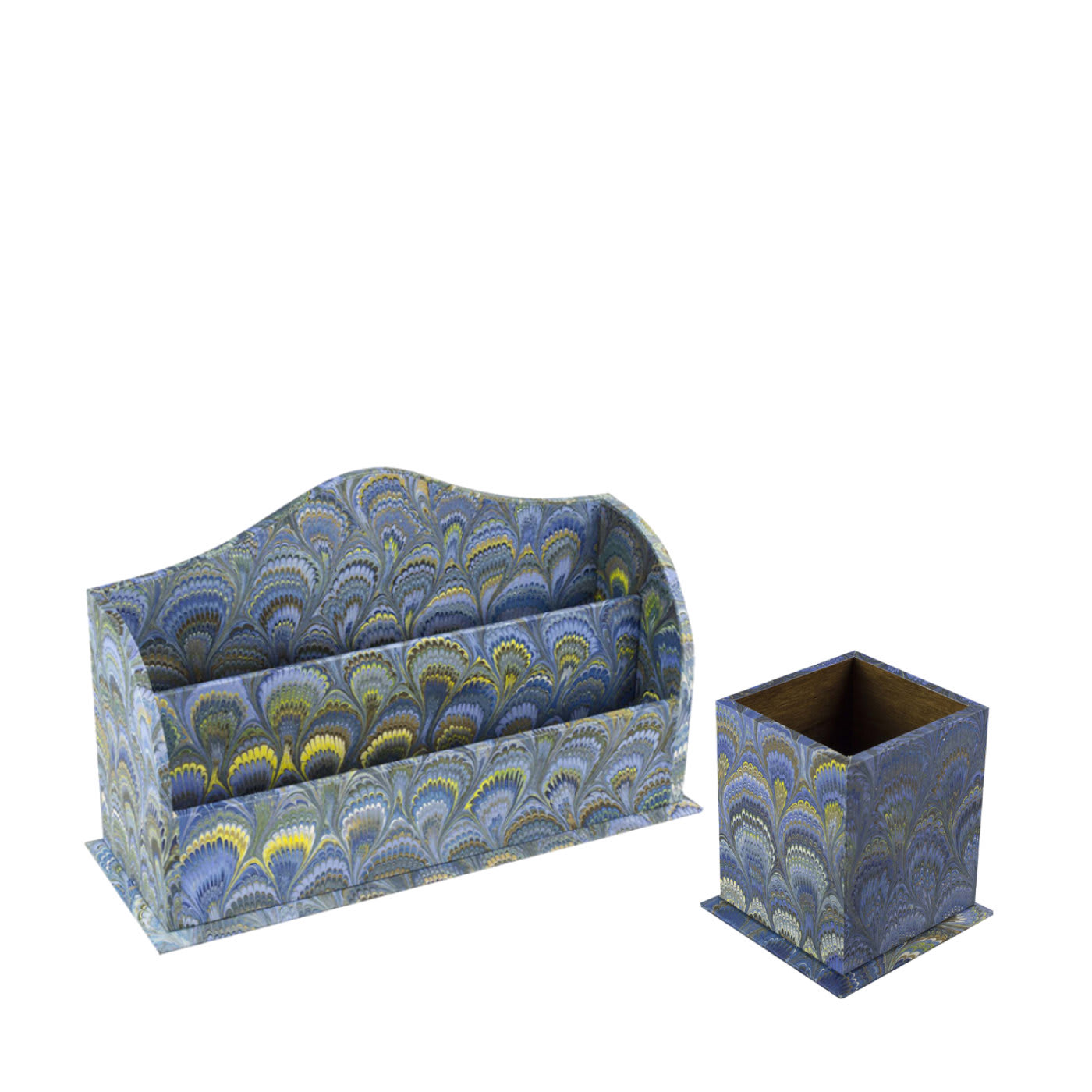 Set of Peacock Pencil Holder and Letter Sorter - Il Papiro Firenze