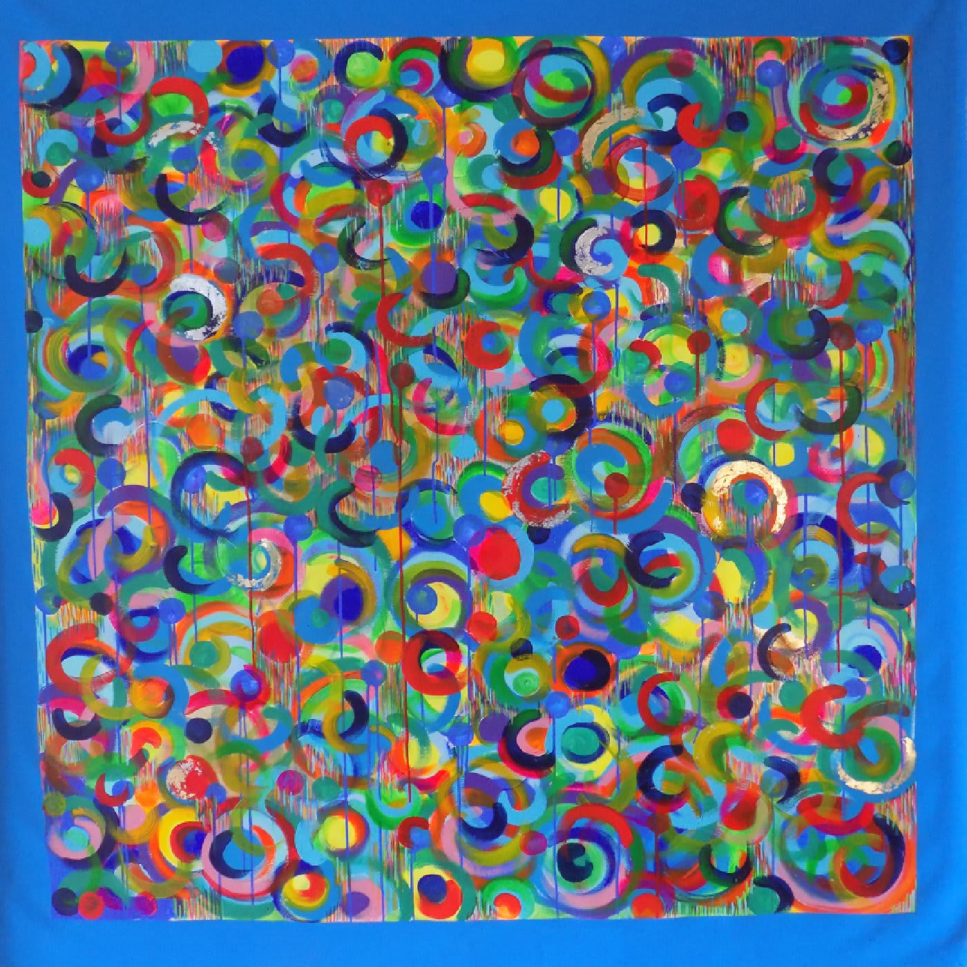 Dance of Colors Acrylic Large Painting in Blue - Liz Milan