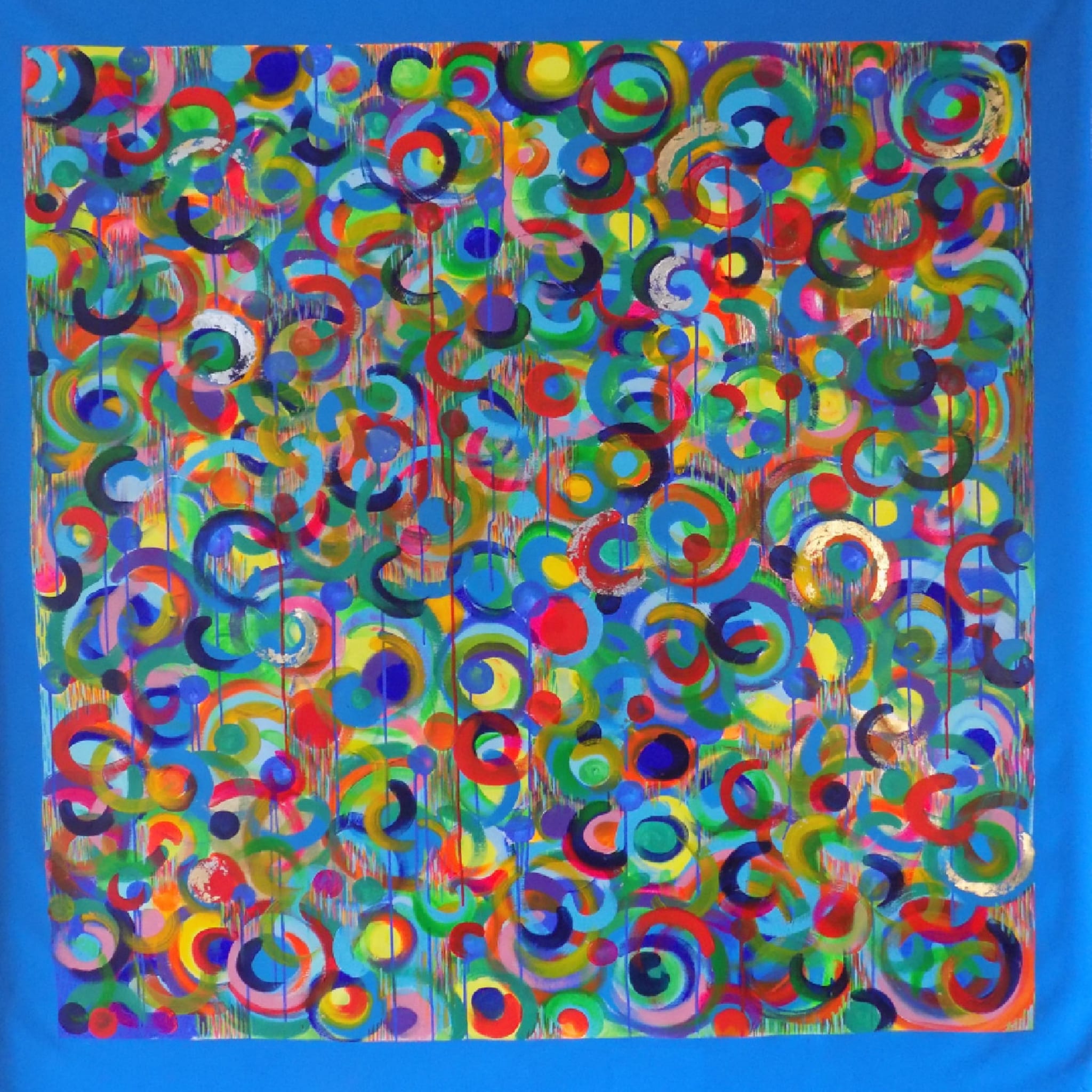Dance of Colors Acrylic Large Painting in Blue - Alternative view 1
