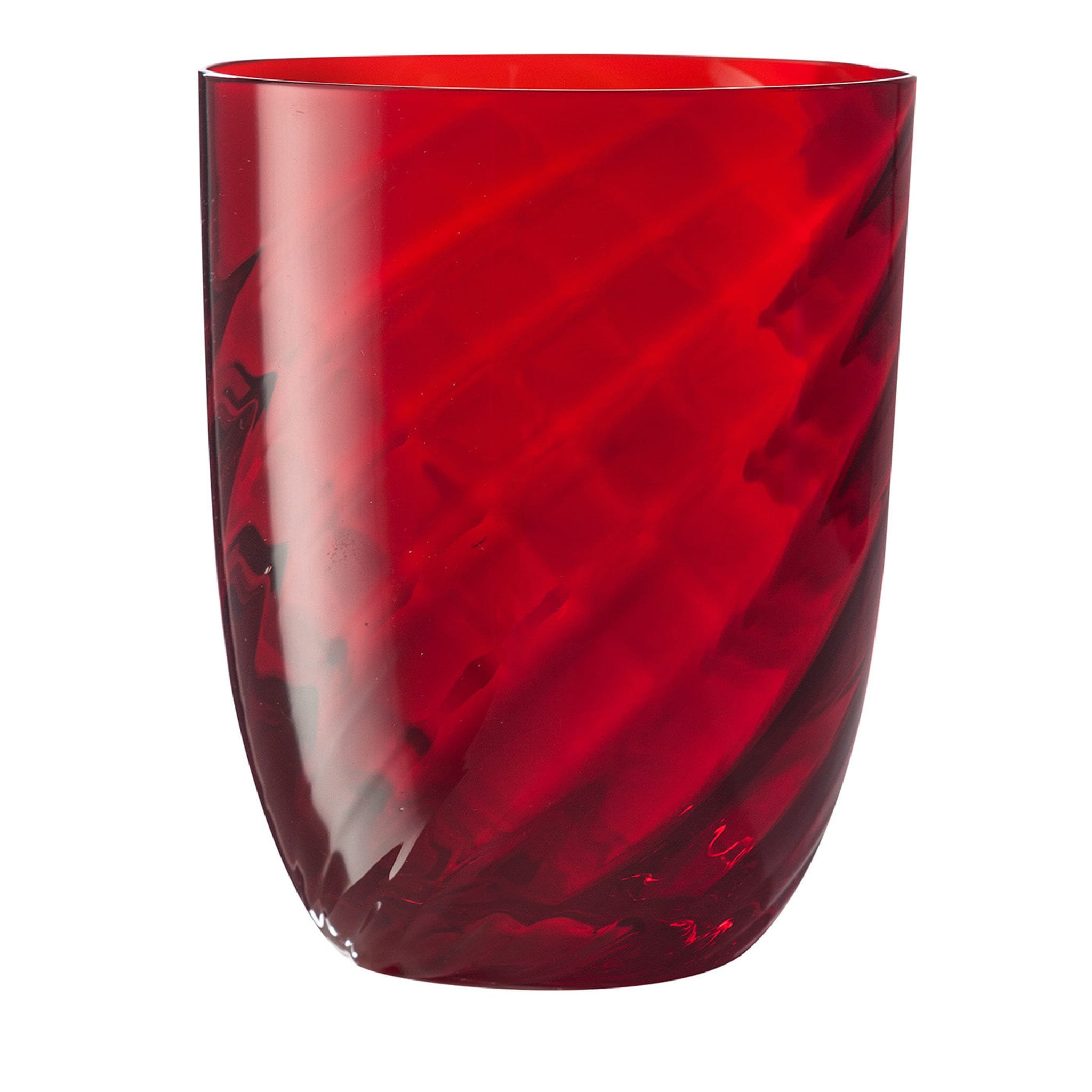 Idra Set of 2 Twisted Optic Red Water Glasses - Main view