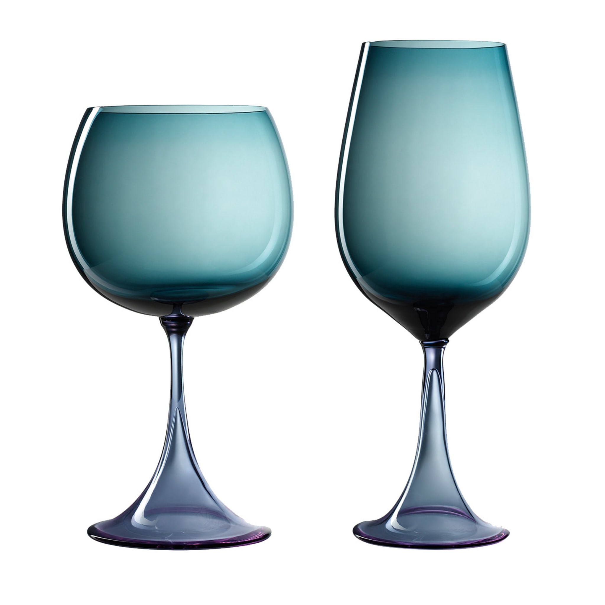 Mille e Una Notte Set of Bordeaux and Montrachet Blue Wine Glasses by Nason Moretti and Stefano Marcato - Main view
