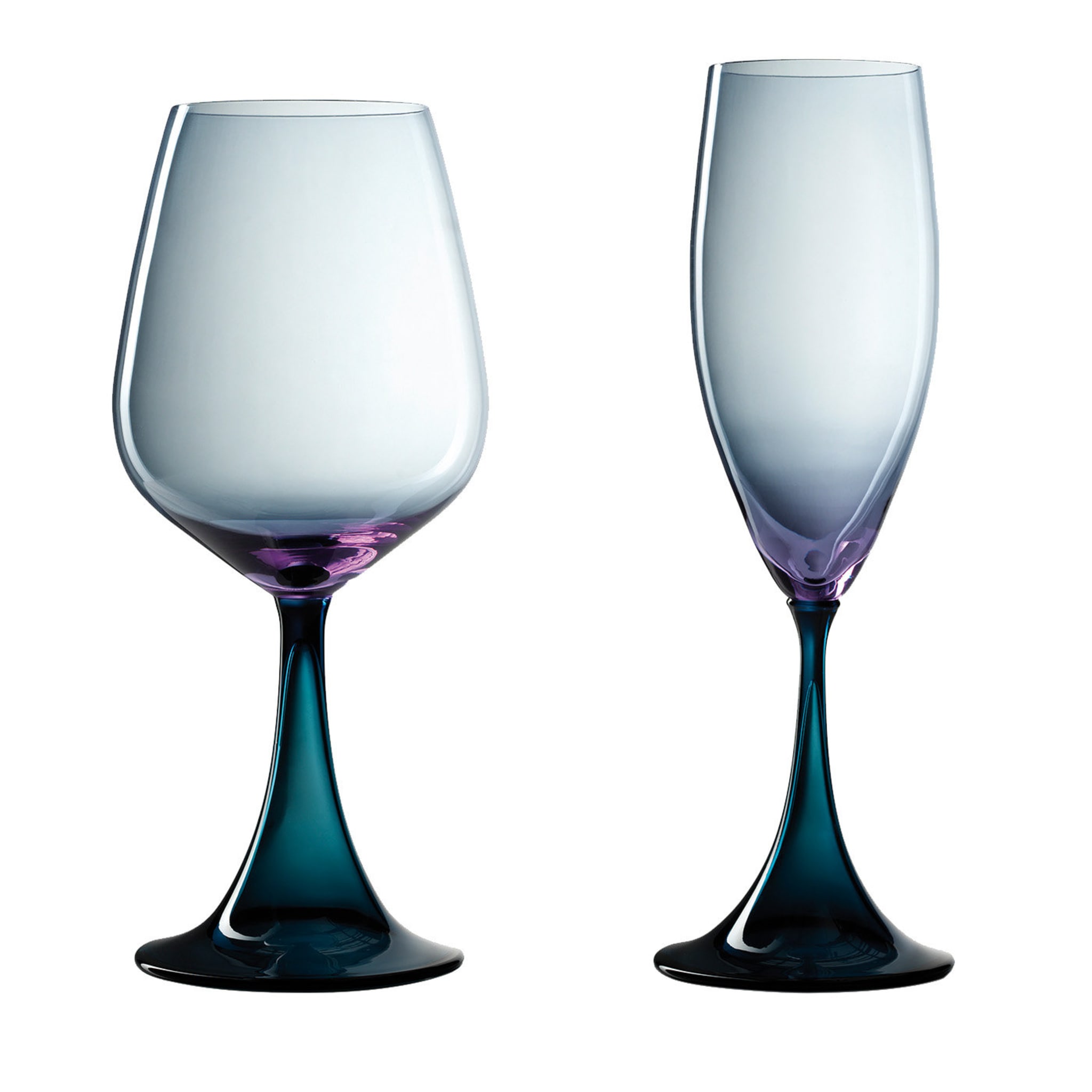 Mille e Una Notte Set of Champagne and Brunello Indigo Wine Glasses by NasonMoretti and Stefano Marcato - Main view
