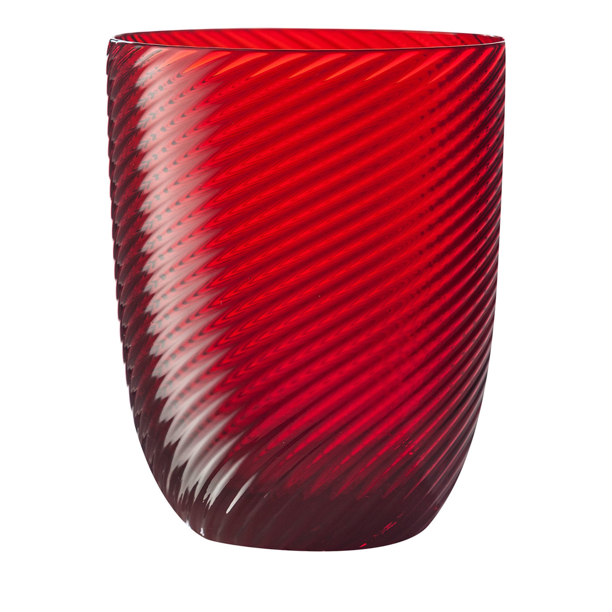 Idra Set de 2 verres à eau rouges à rayures torsadées - Vue principale