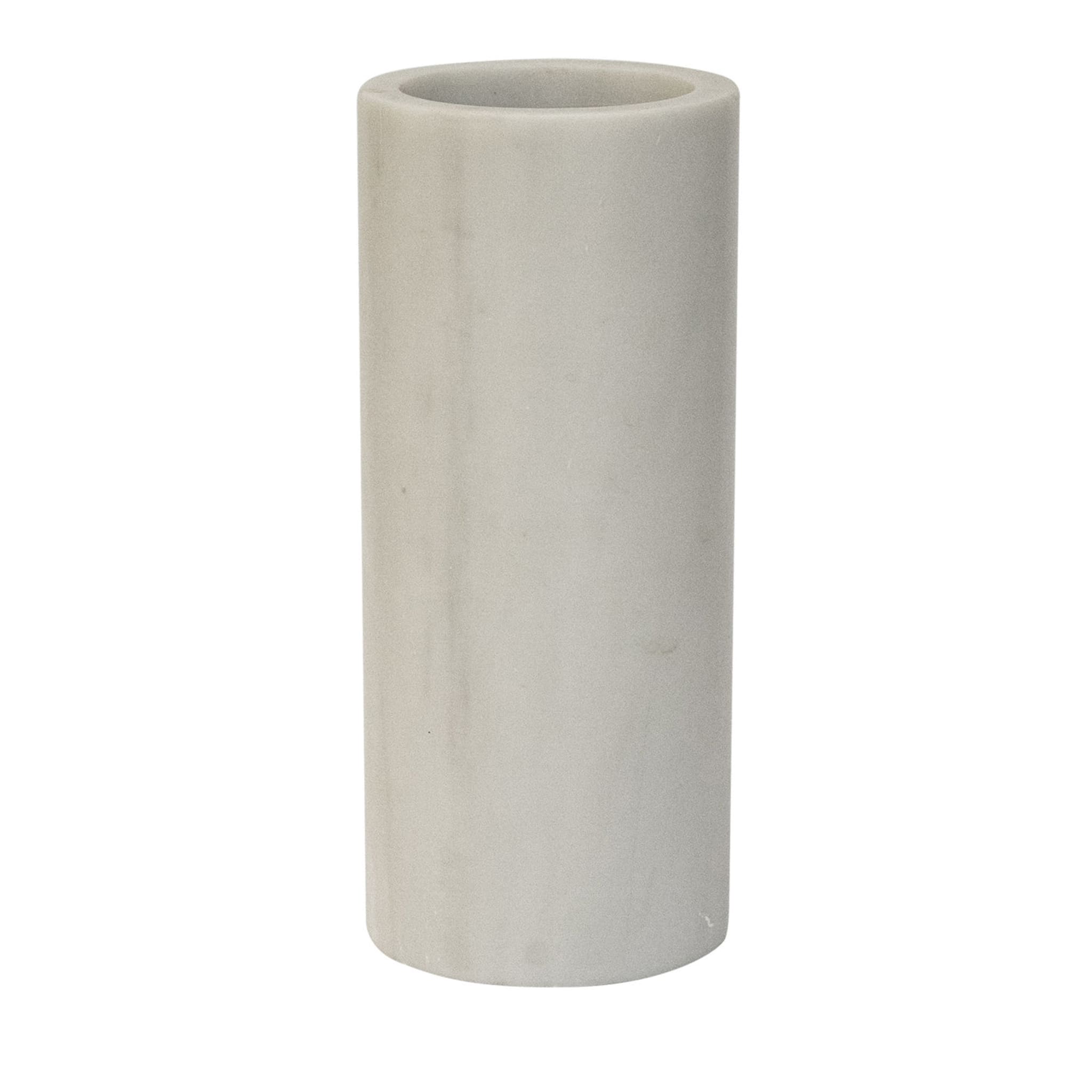 Acqua Azzurra White Carrara Marble Cylindrical Vase - Main view