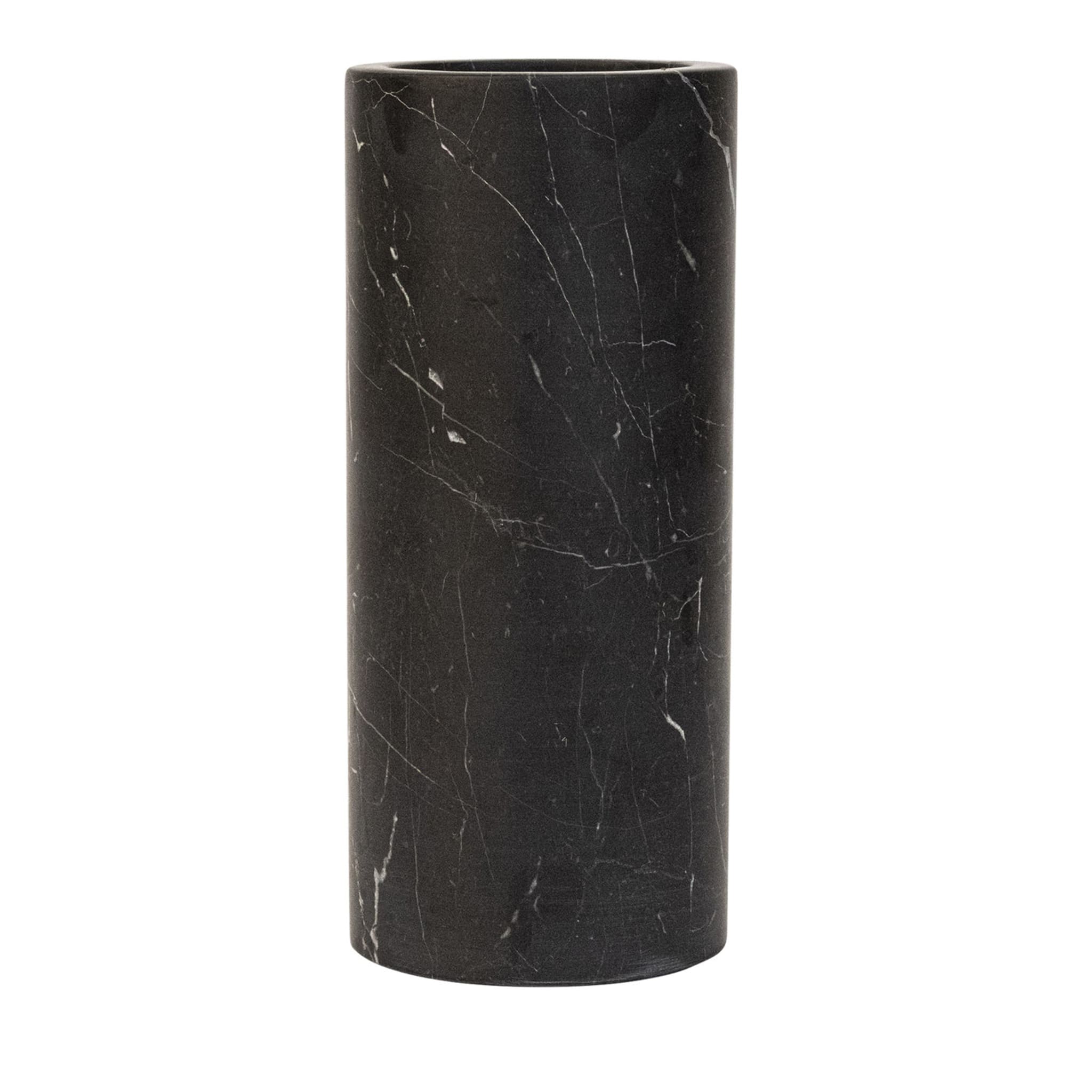 Jarrón cilíndrico de mármol Marquina negro - Vista principal