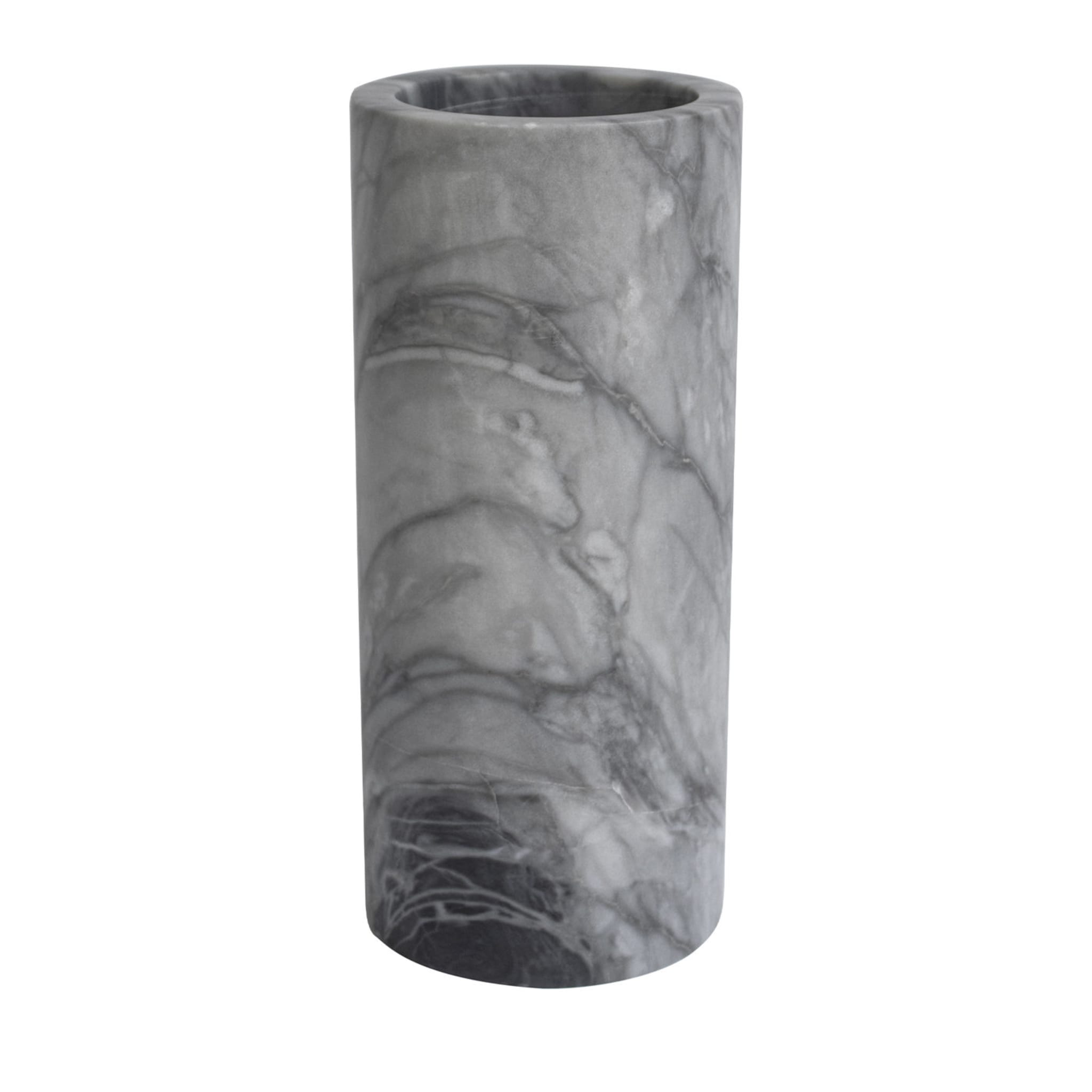 Gray Bardiglio Marble Cylindrical Vase - Main view