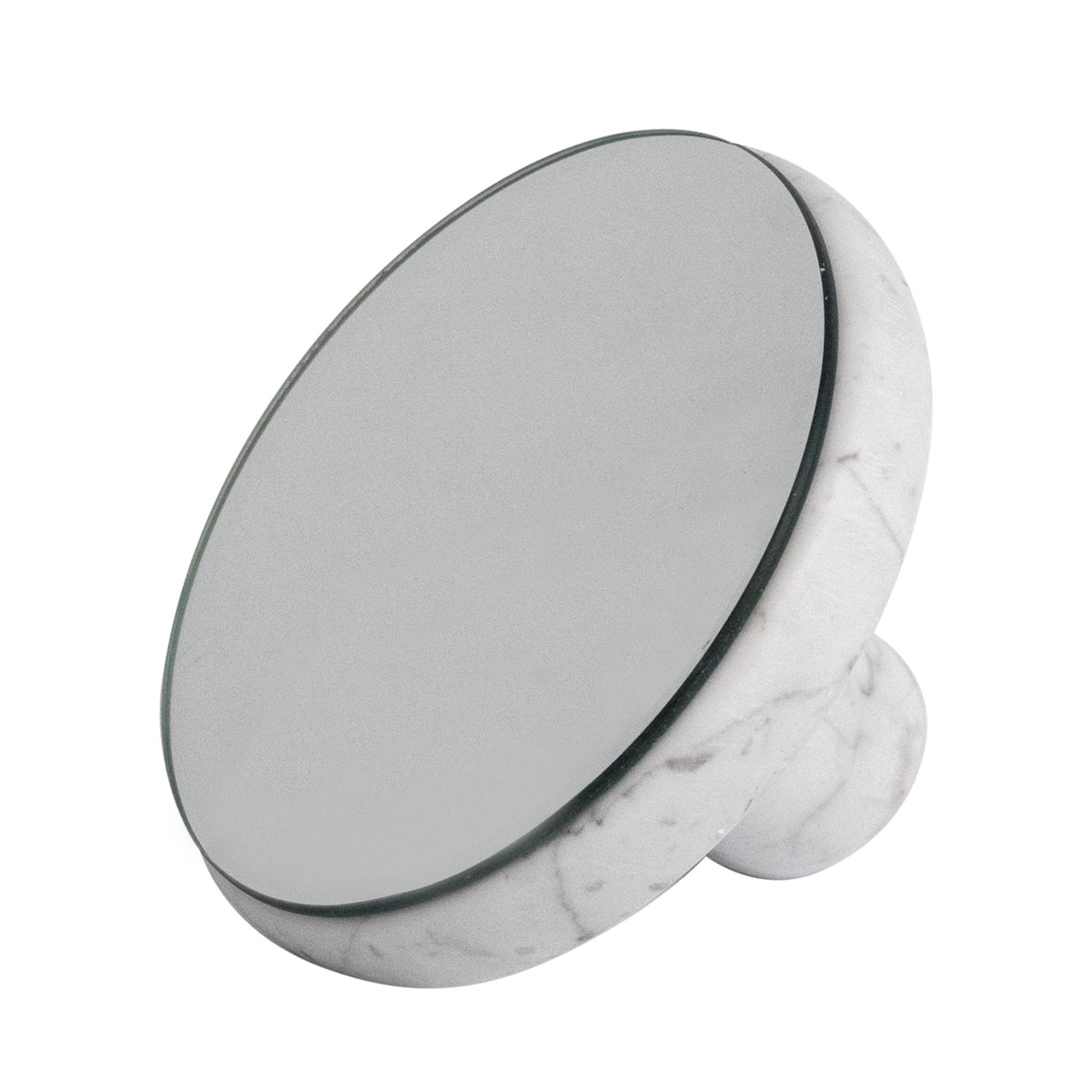 Pauline White Carrara Marble Round Mirror (miroir rond en marbre de Carrare blanc) - Vue principale