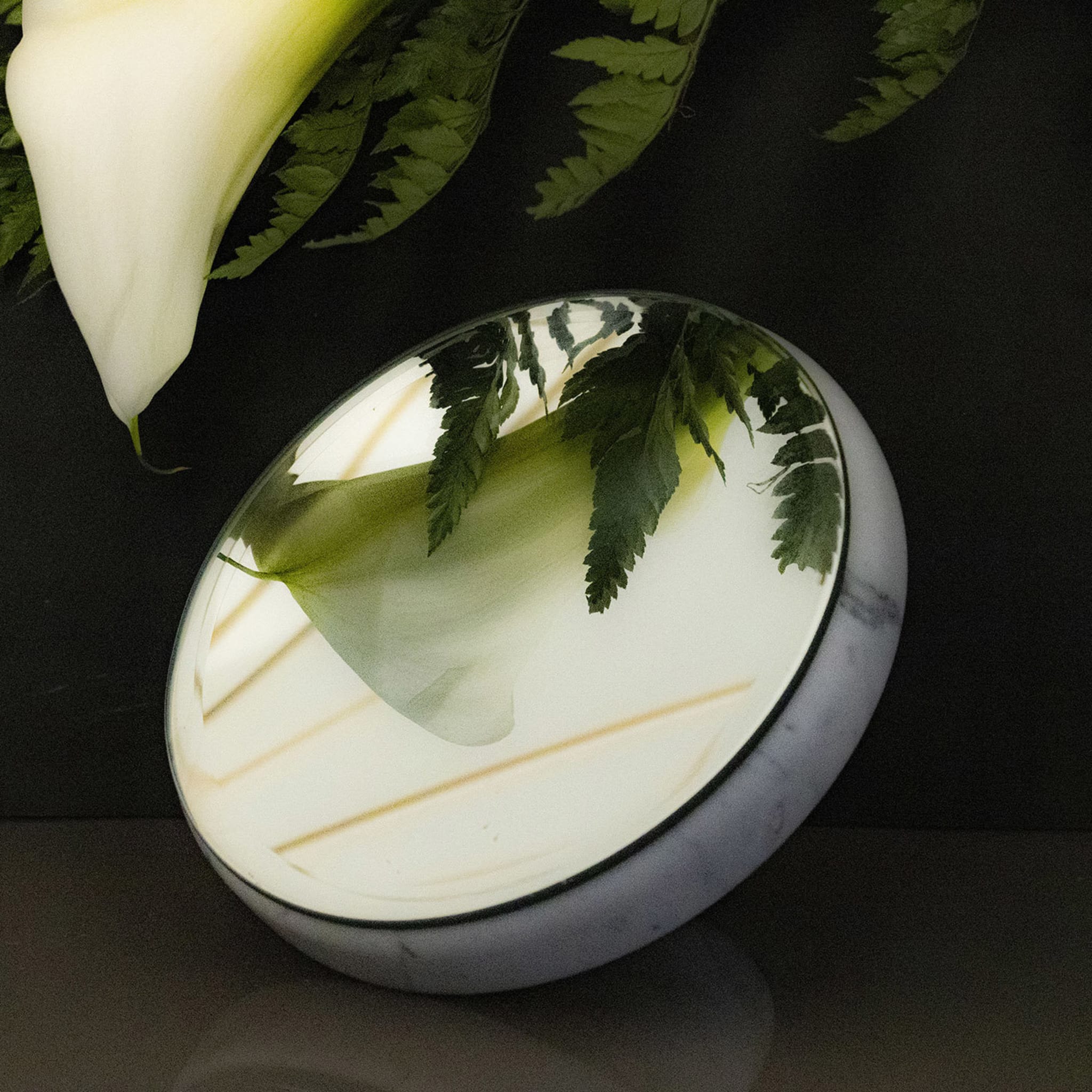 Pauline White Carrara Marble Round Mirror - Alternative view 1