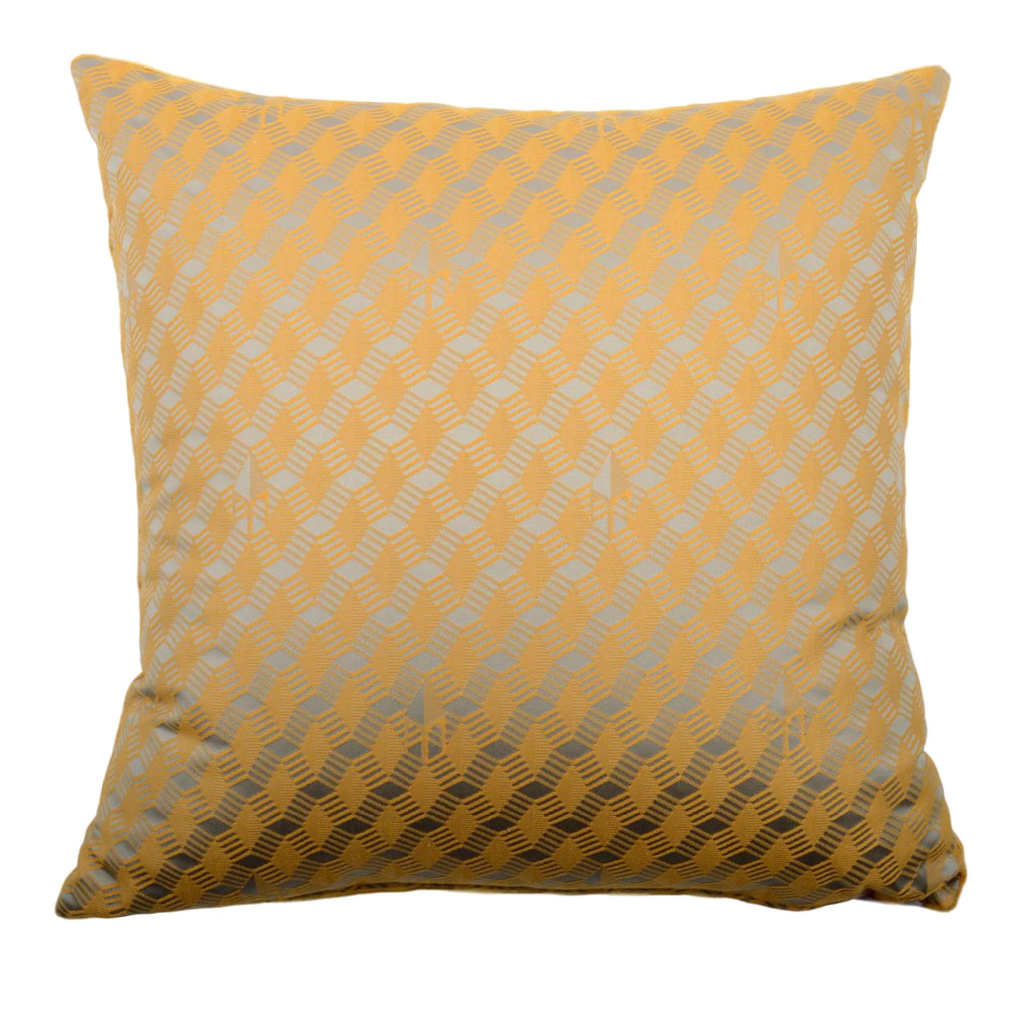 Gold Carrè Cushion in architectural jacquard fabric - Main view