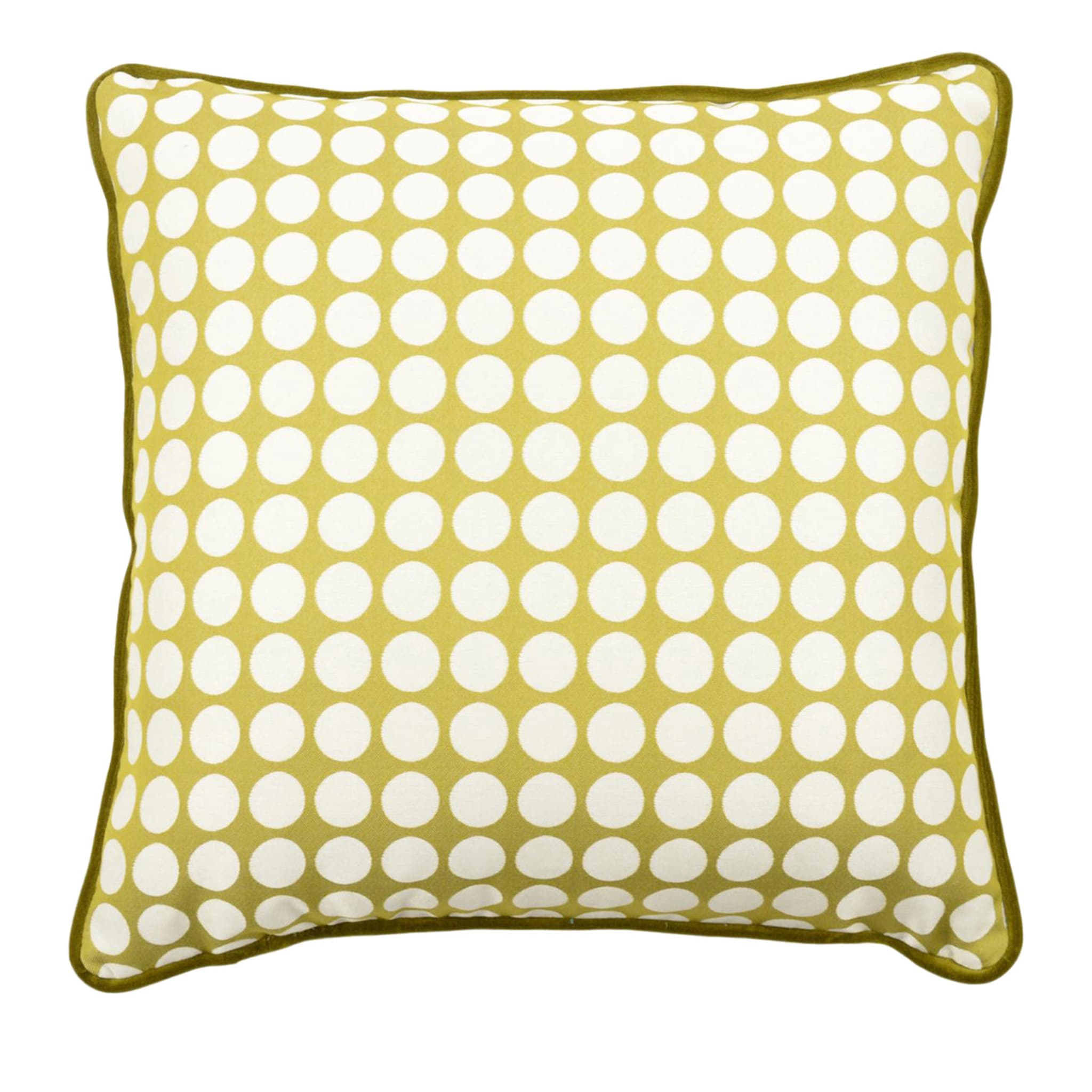 Green Carrè Cushion in polka dots jacquard fabric - Main view