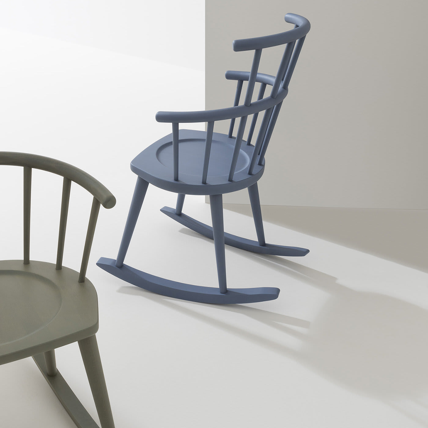 W. 604 Light Blue Rocking Chair by Fabrizio Gallinaro - Billiani 1911