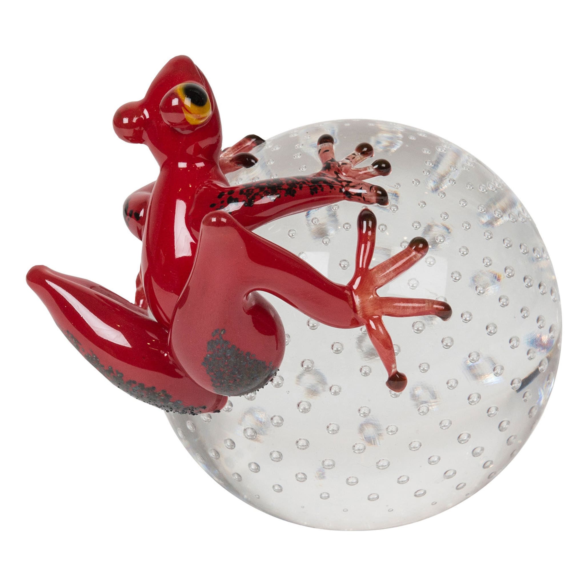 Grenouille en verre rouge sur sphère - Vue principale