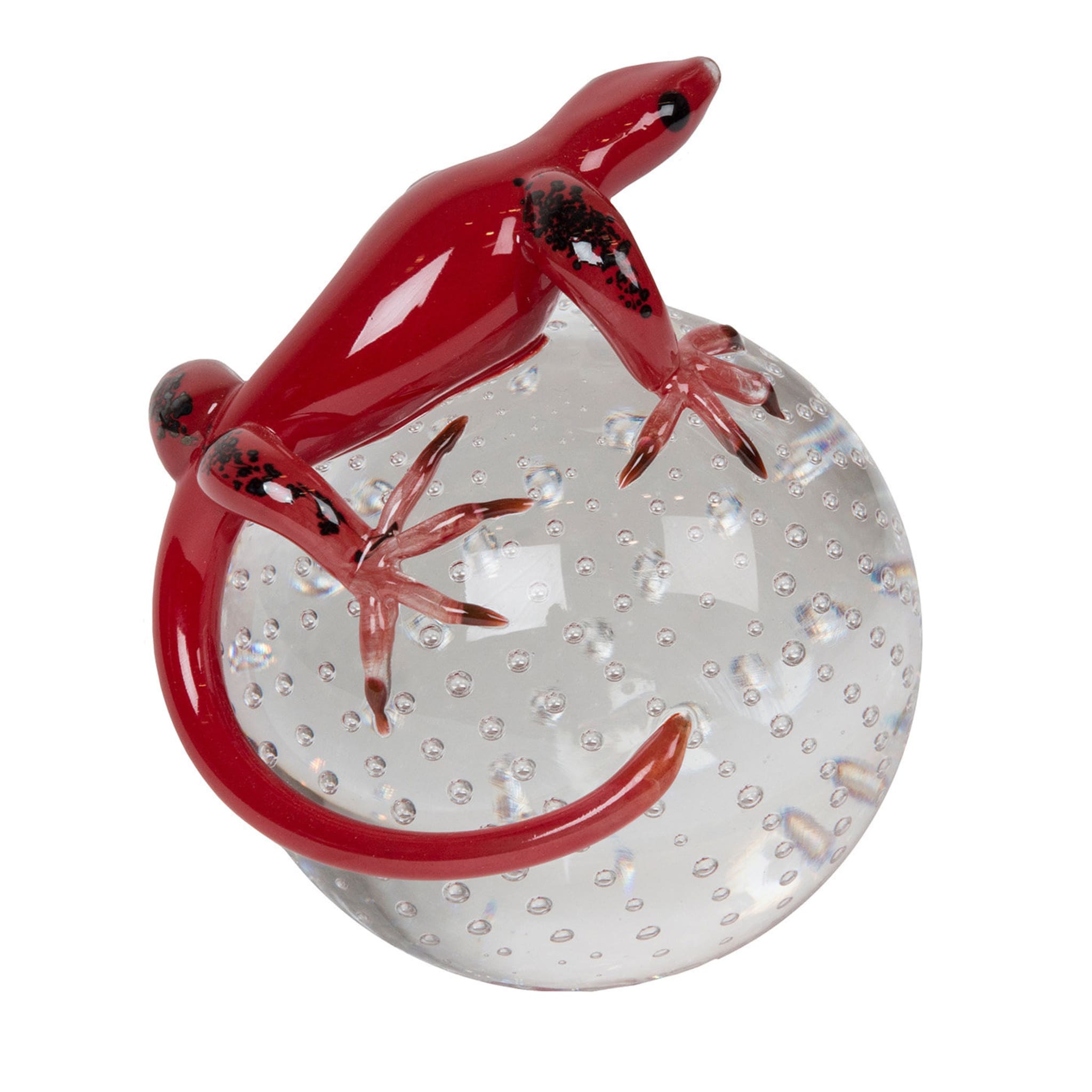 Red Glass Gecko On Sphere - Main view