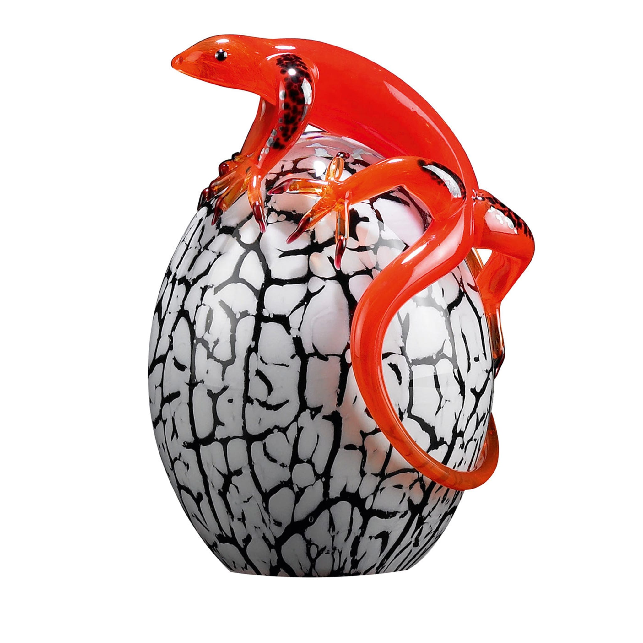 Small Glass Egg with Red Gecko  - Main view