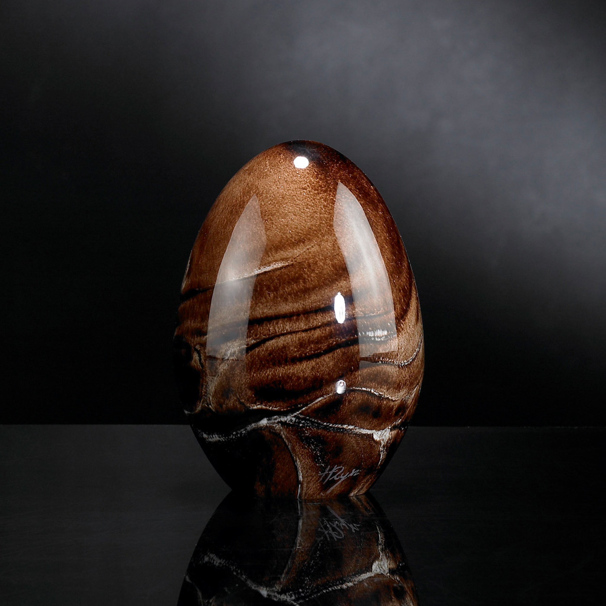 Small Brown Glass Egg  - Alternative view 1