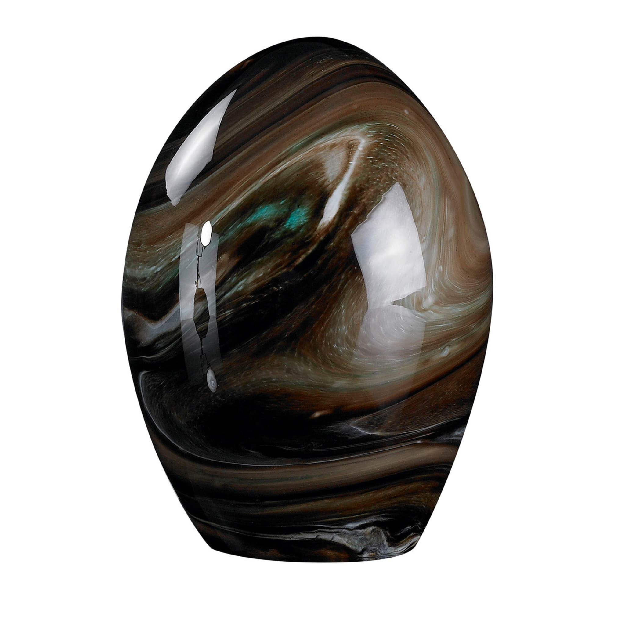 Uovo di vetro marmorizzato marrone - Vista principale