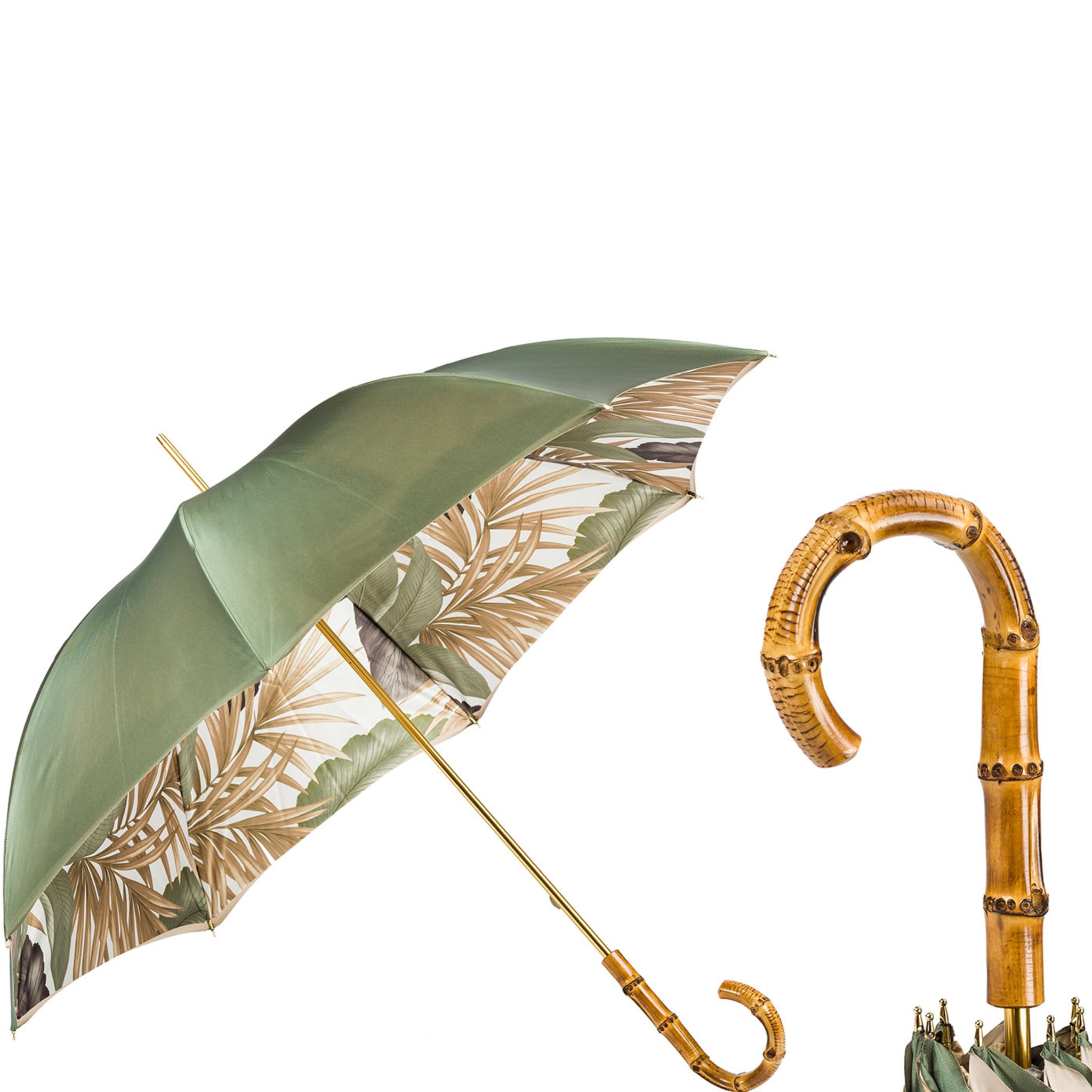 Tropischer Regenschirm mit Bambusgriff - Doppeltuch - Alternative Ansicht 1