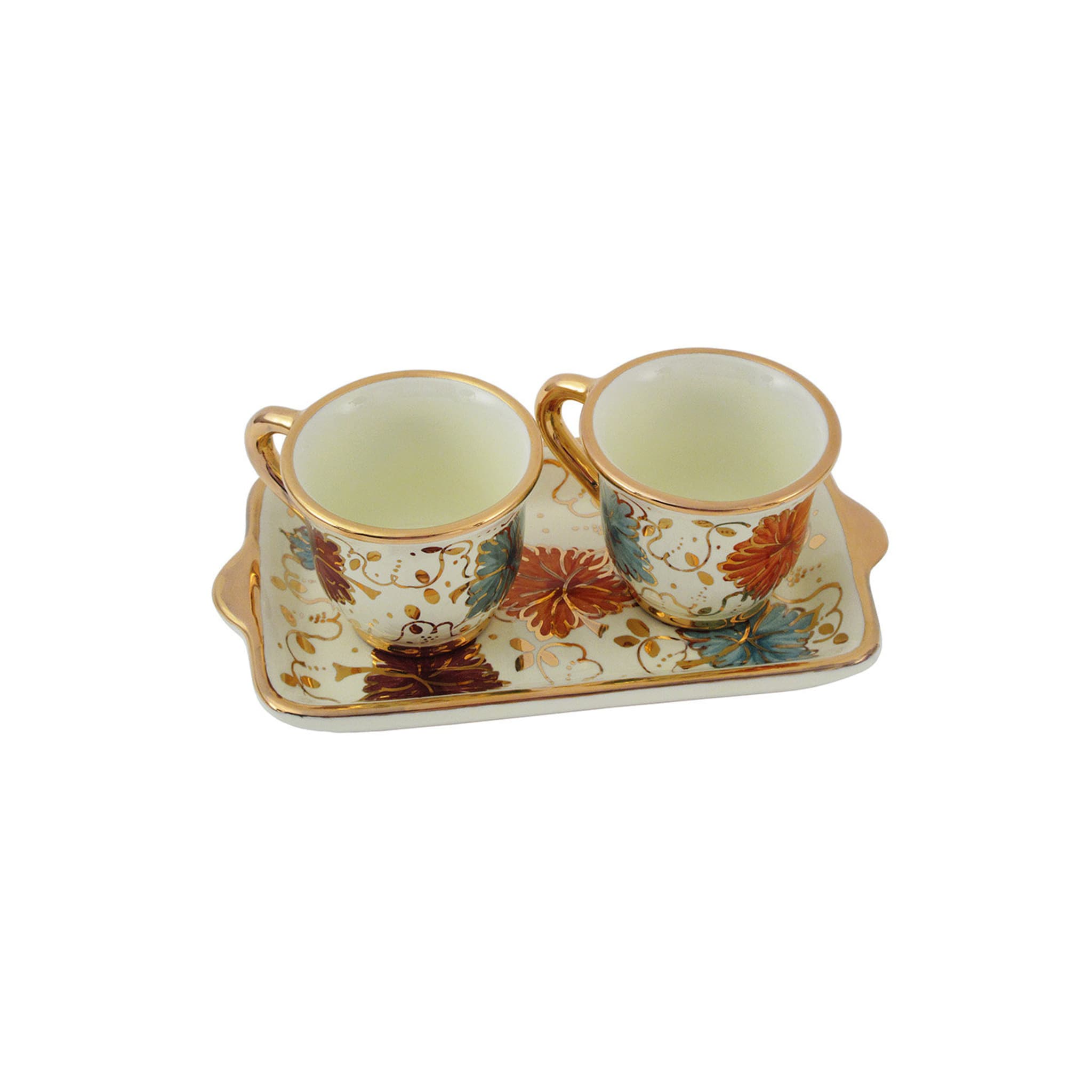 Shoots and Gold Set of 2 Espresso Cups with Tray - Alternative view 1