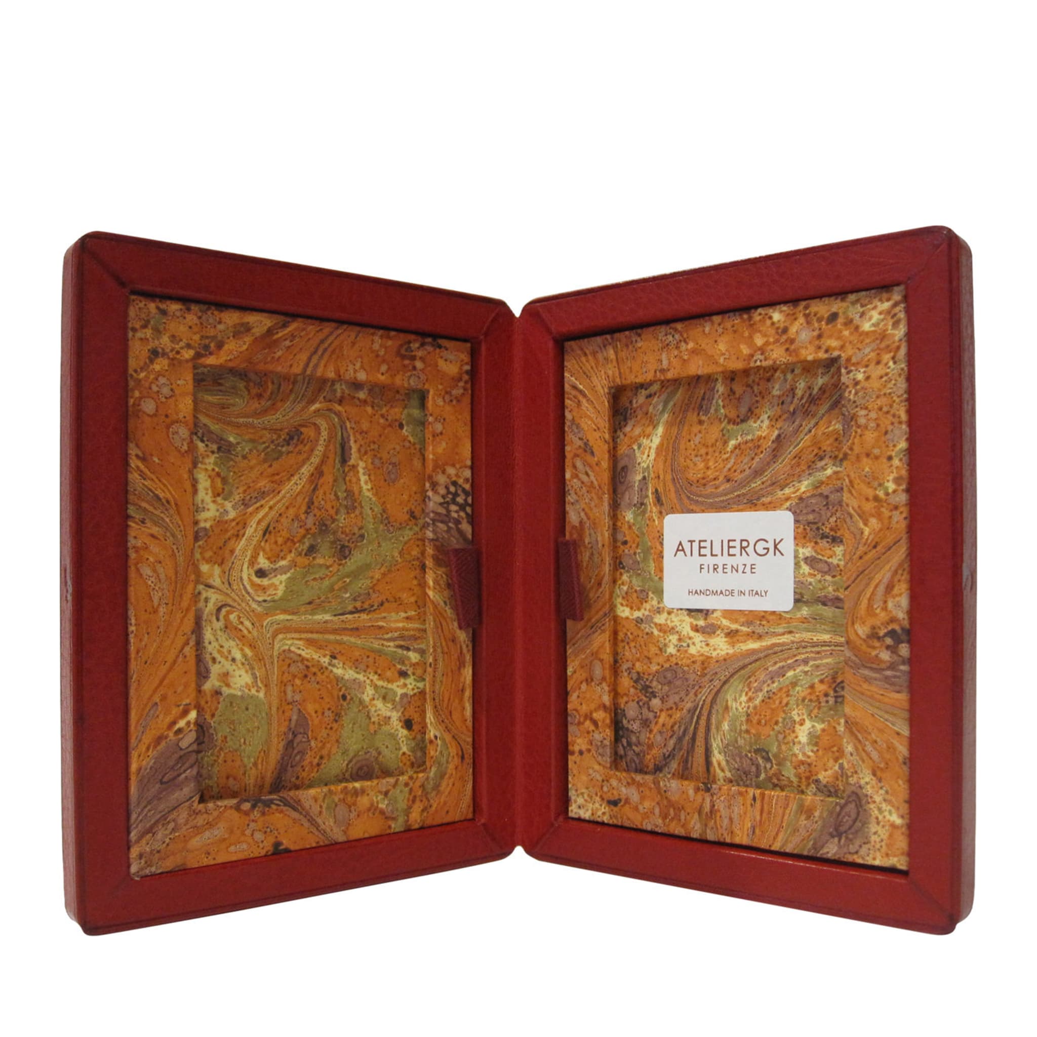 Small Red Leather Double Picture Frame - Main view