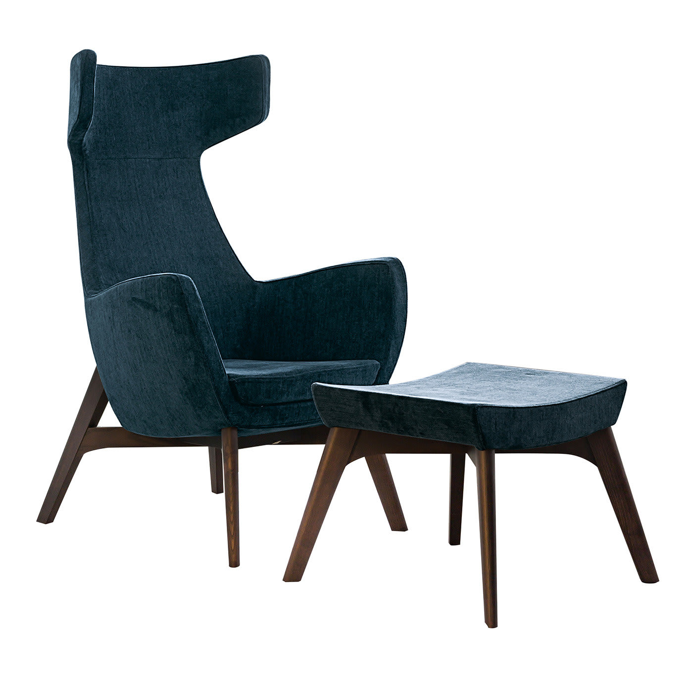 Vamp Blue Armchair with Footstool - Dall'Agnese