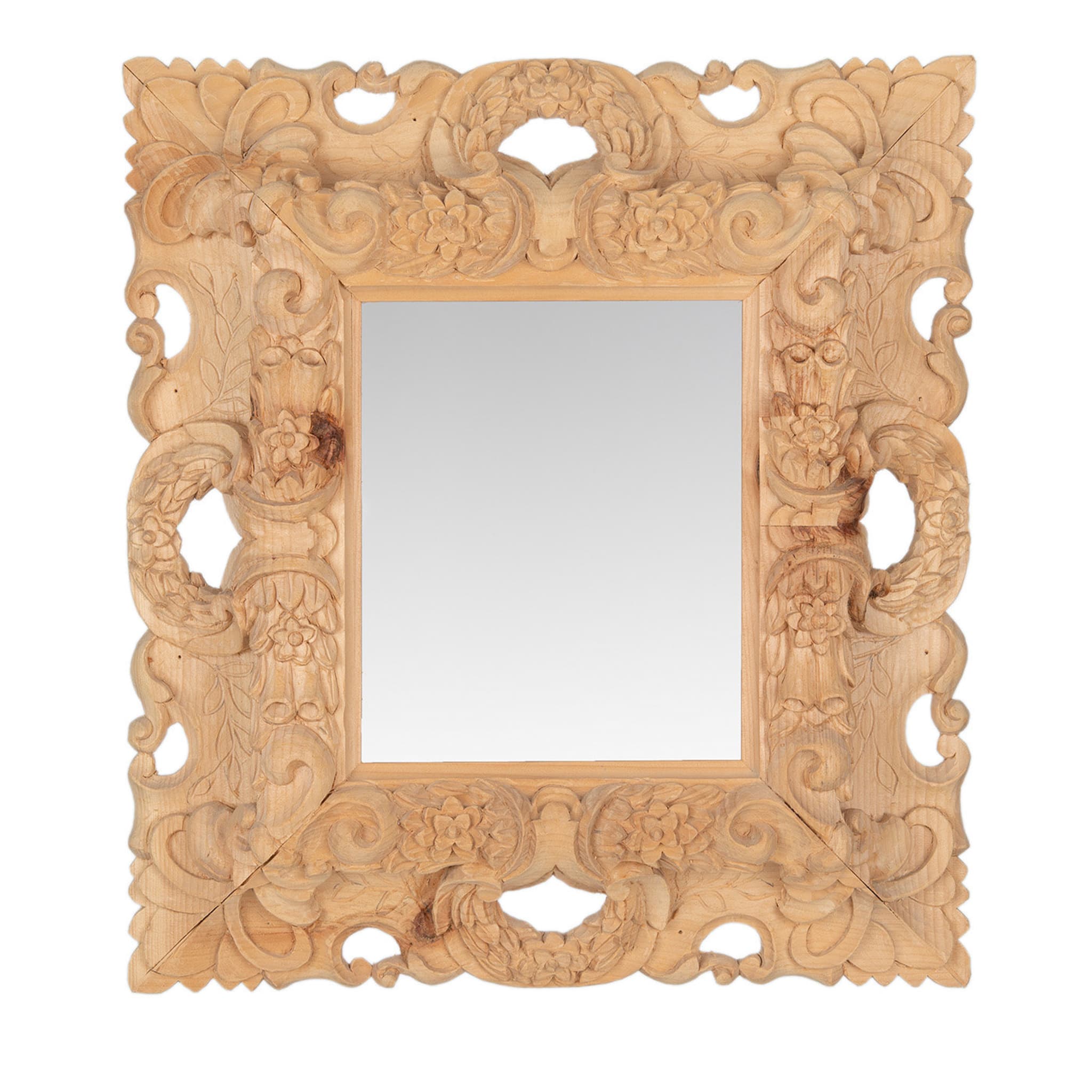 Florentina Espejo de pared barroco de madera tallada - Vista principal