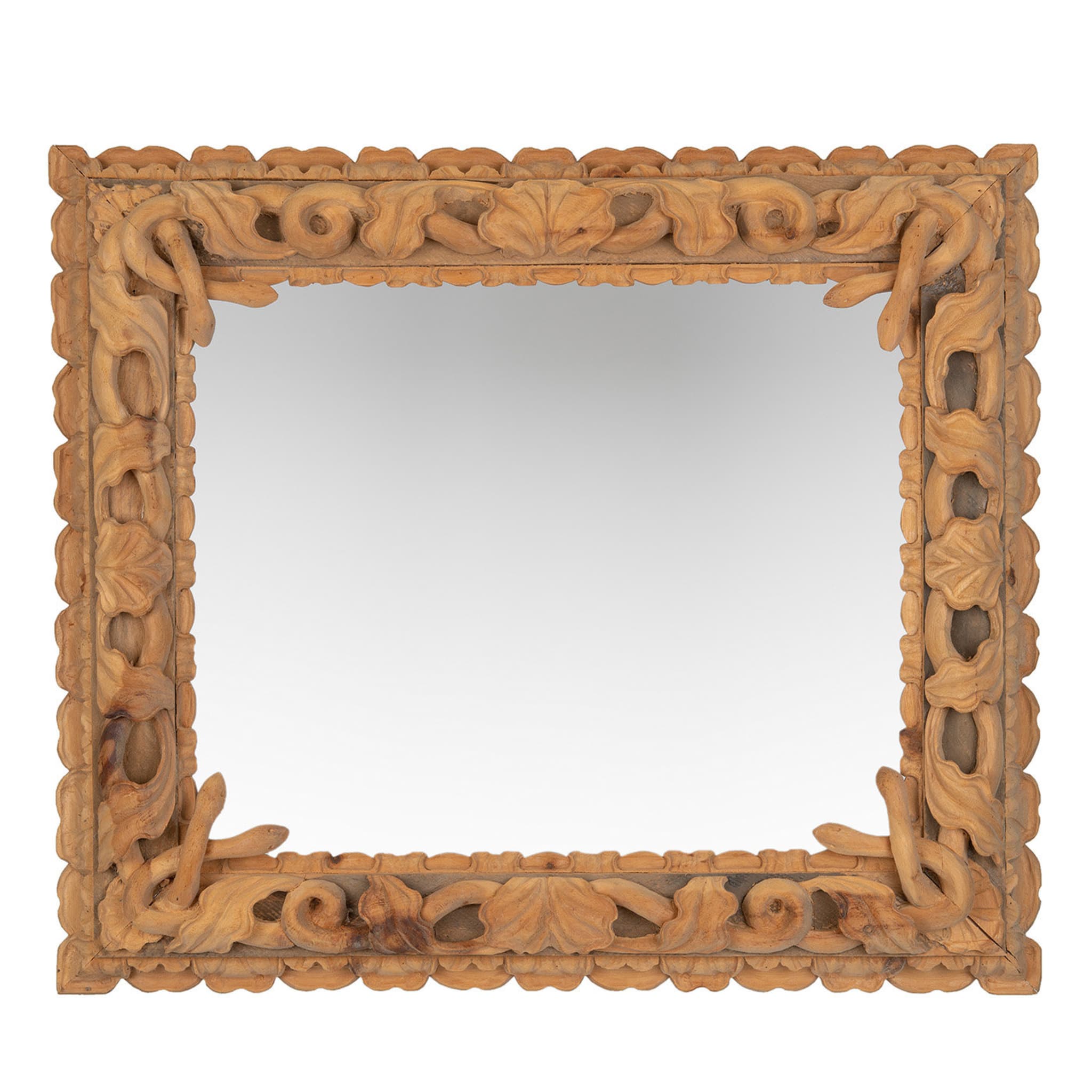 Specchio da parete in legno intagliato bolognese con serpenti - Vista principale