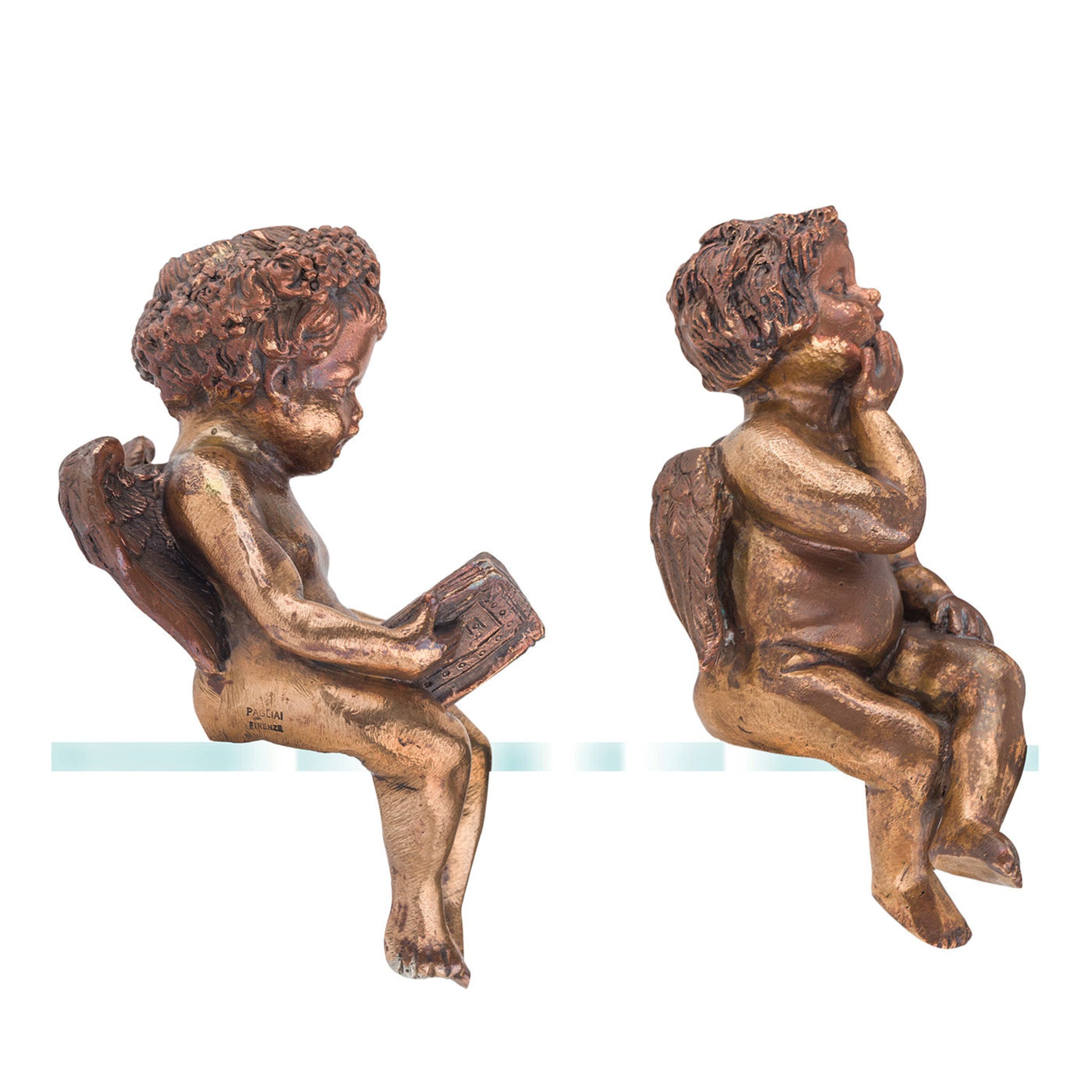 Set di 2 cherubini in bronzo - Vista principale