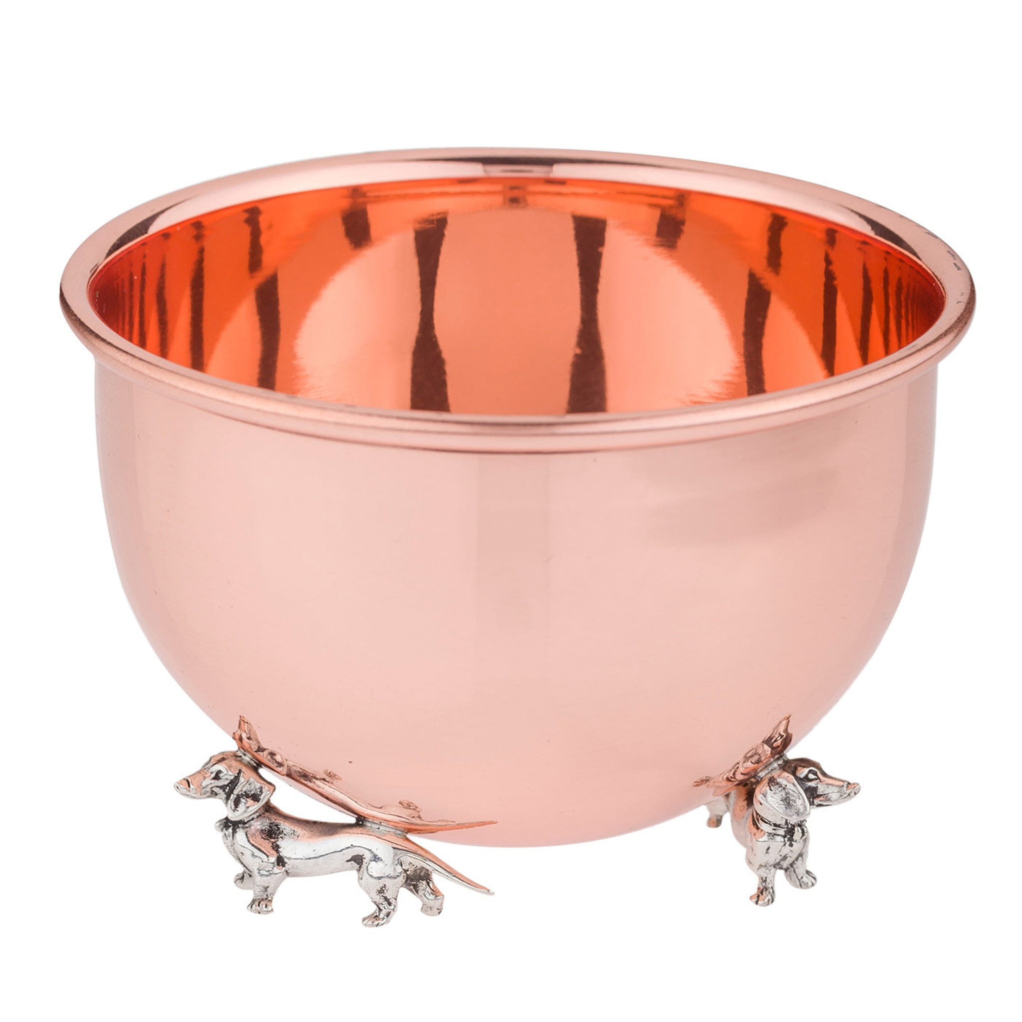 Copper Bowl with Silver Dachshunds - Main view