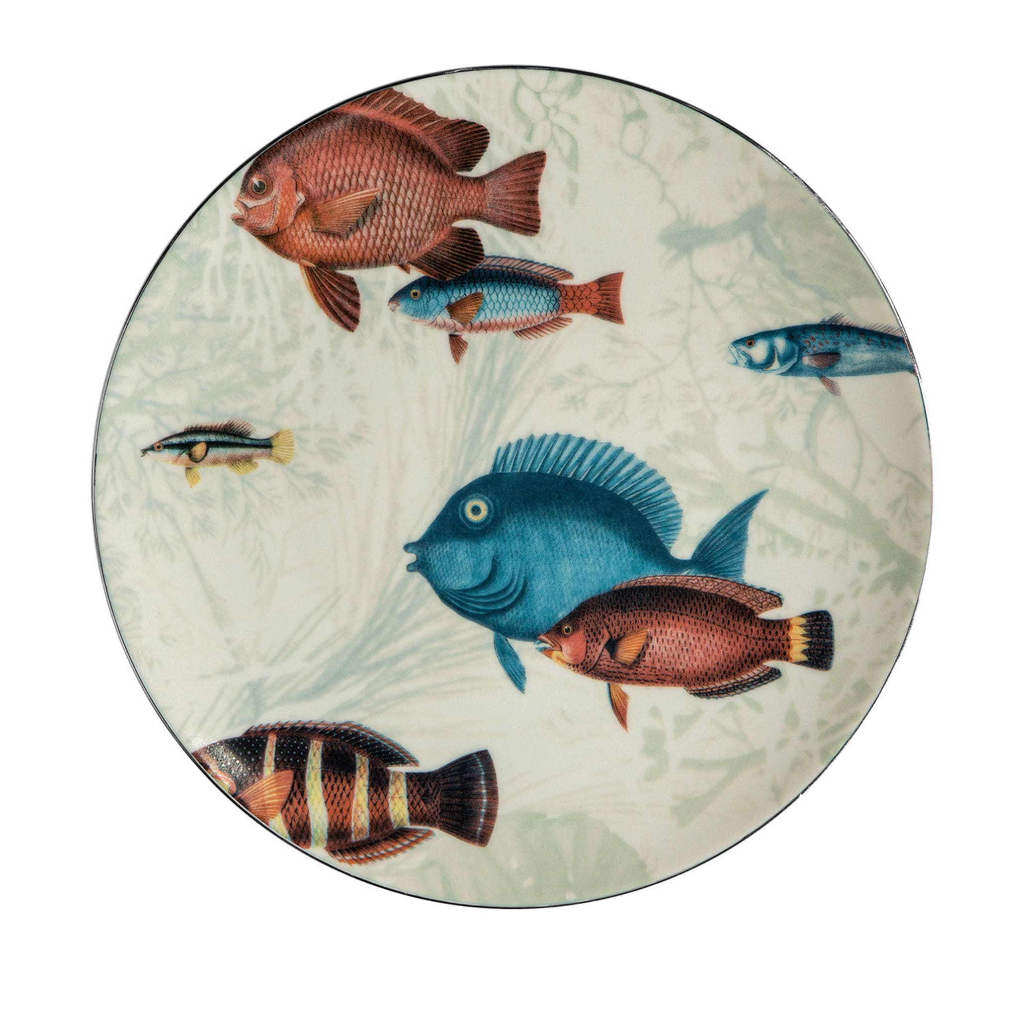 Amami Set Of 2 Porcelain Dessert Plates With Tropical Fish #1 - Main view