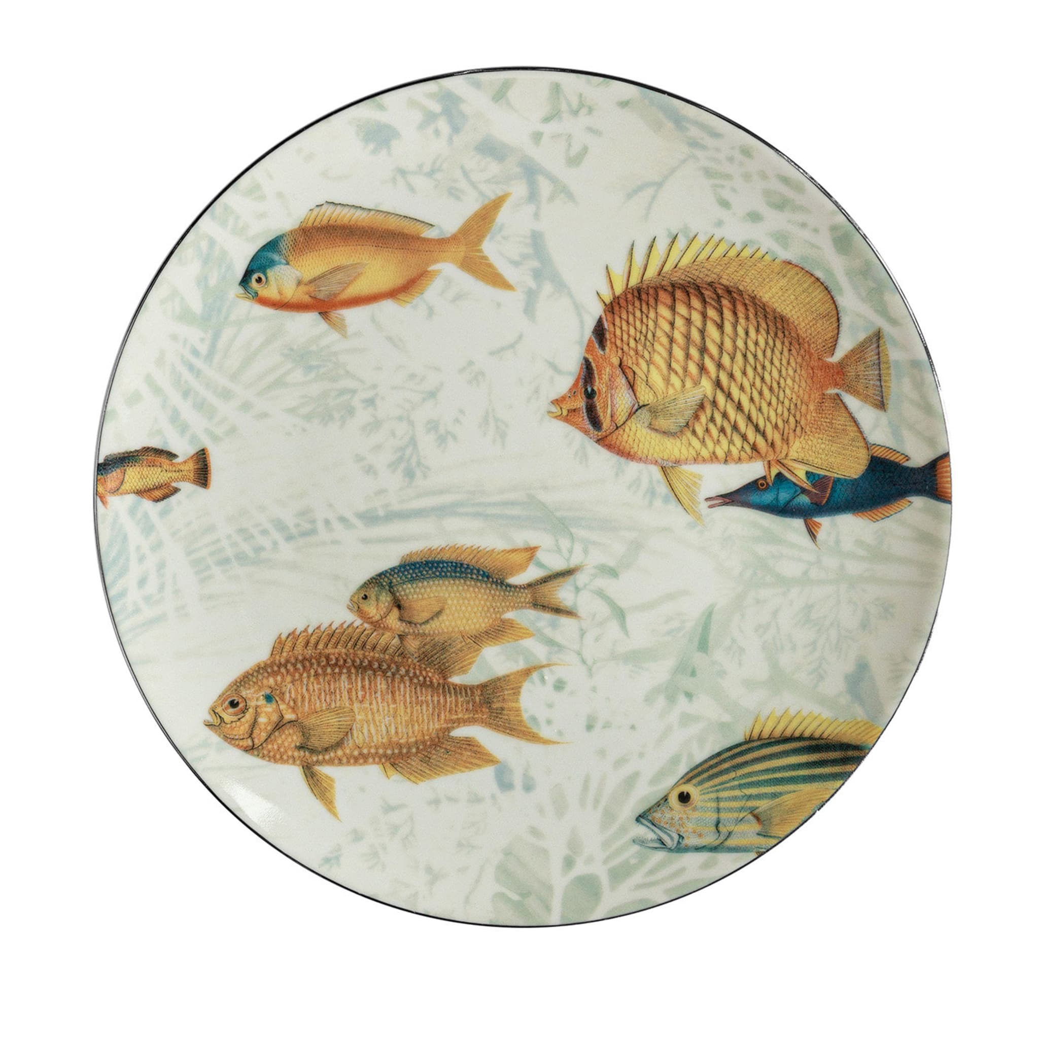 Amami Set Of 2 Porcelain Dessert Plates With Tropical Fish #2 - Main view
